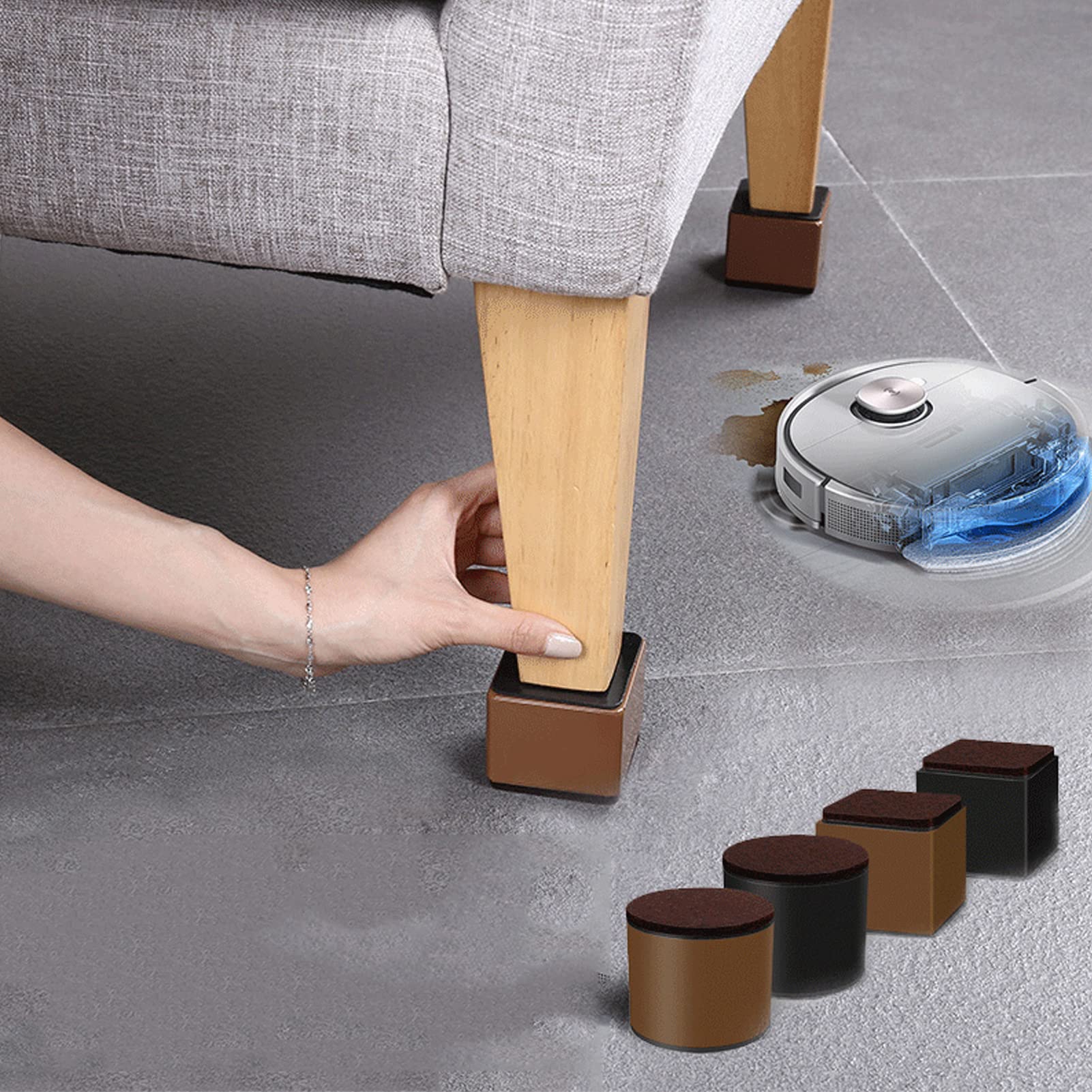 4 Pezzi Rialzi Per Mobili Rotondi Autoadesivi - Altezza 2.7cm, Diametro 6cm, Per Letti E Divani - Foto 7