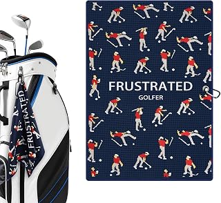Microfiber Golf Towels (16" X 24") with Carabiner Clip, Waffle Pattern Golf Towel Hook and Loop Fastener, Golf Club Towel, Premium Golf Accessories, Gift for Men, Golfers, Dad, Bag (Navy Blue)