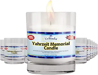 Yehuda Yahrzeit Memorial Candle, Glass Tumbler, 24 Pack