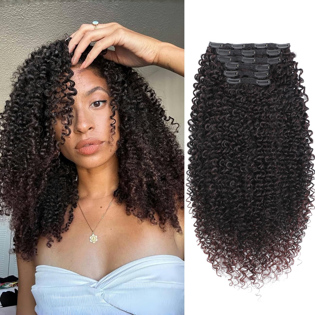 6PCS Curly Deep Wave Clip In Hair Extensions Protein Silk For Bridal Party Snapklik.com : Curly Clip In Hair Extensions, 6PCS Curly  main image 4