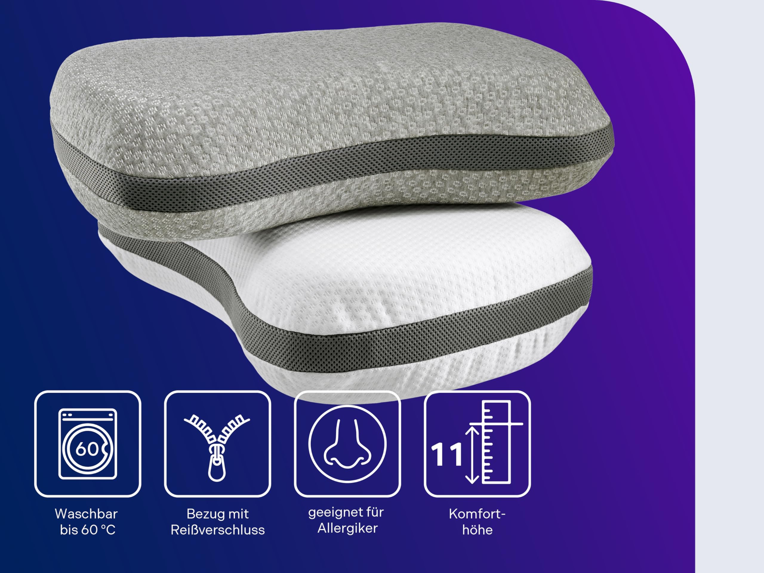 Traumnacht Travelguard ergonomisches Nackenkissen, Kopfkissen, Reisekissen für einen erholsamen Schlaf, 35 x 50 cm, weiß, Öko-Tex geprüft, produziert nach deutschem Qualitätsstandard