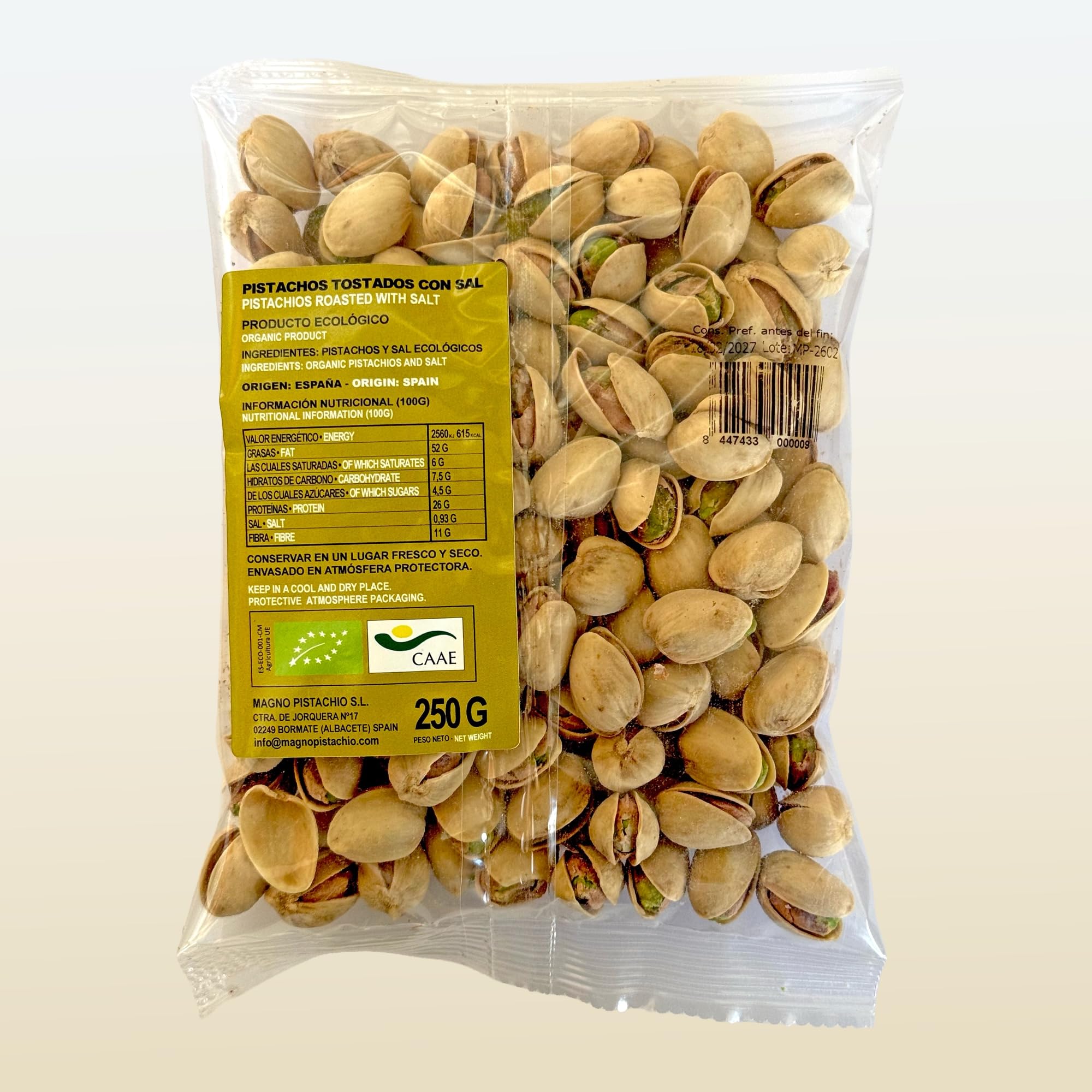 Magno Pistachio – Pistacho Español Ecológico Tostado con Sal | Selección Premium 250 g