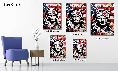 Miniatura 4 de ANRUOXI Arte de pared de graffiti de la Estatua de la Libertad, impresión digital en lienzo de la ciudad de Nueva York, pintura de póster de