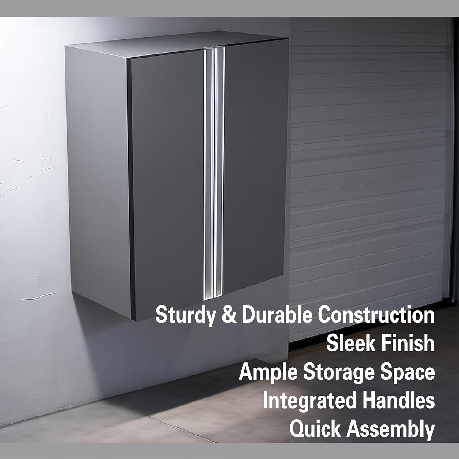 Premium Garage Modular Storage Wall Cabinet, Soft-Close Door, Integrated Handles, Heavy Duty Plywood Box Construction, Tool and Equipment Organizer (24" W x 30" H)