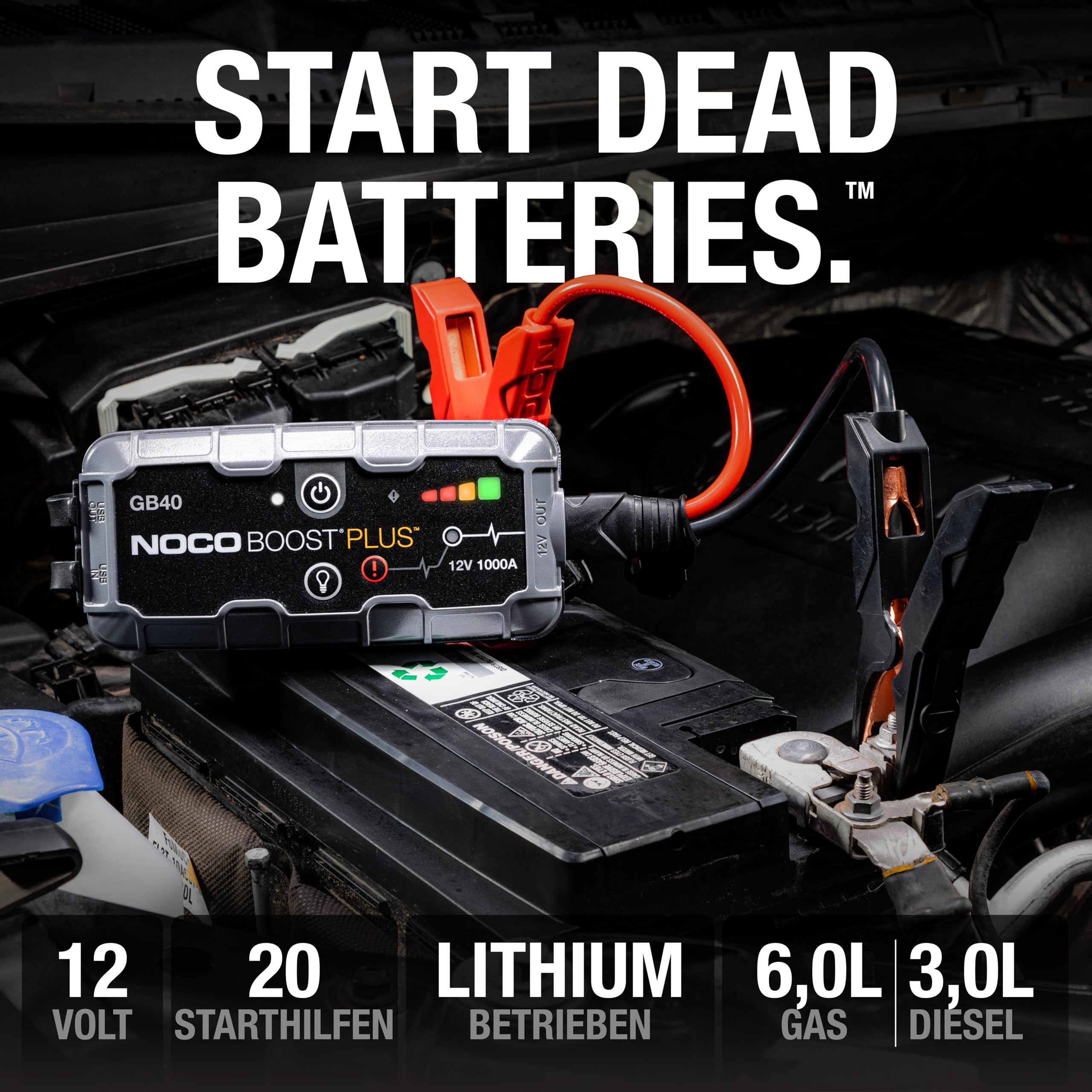 NOCO Boost GB40 1000A UltraSafe Starthilfe Powerbank 12V Lithium-Starthilfegerät Tragbarer Booster
