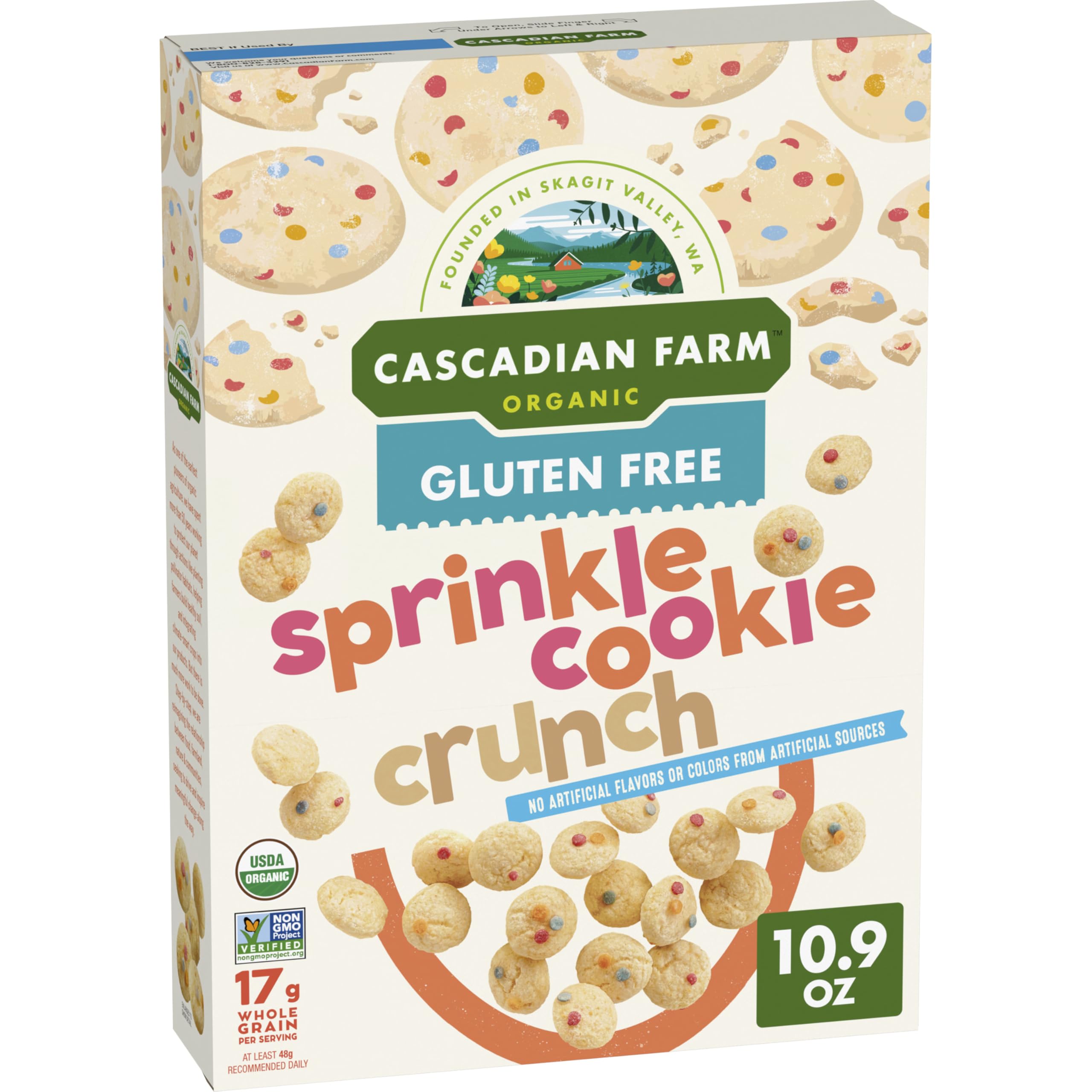 Cascadian Farm Organic Sprinkle Cookie Crunch Cereal, Gluten Free, Whole Grain, 10.9 oz