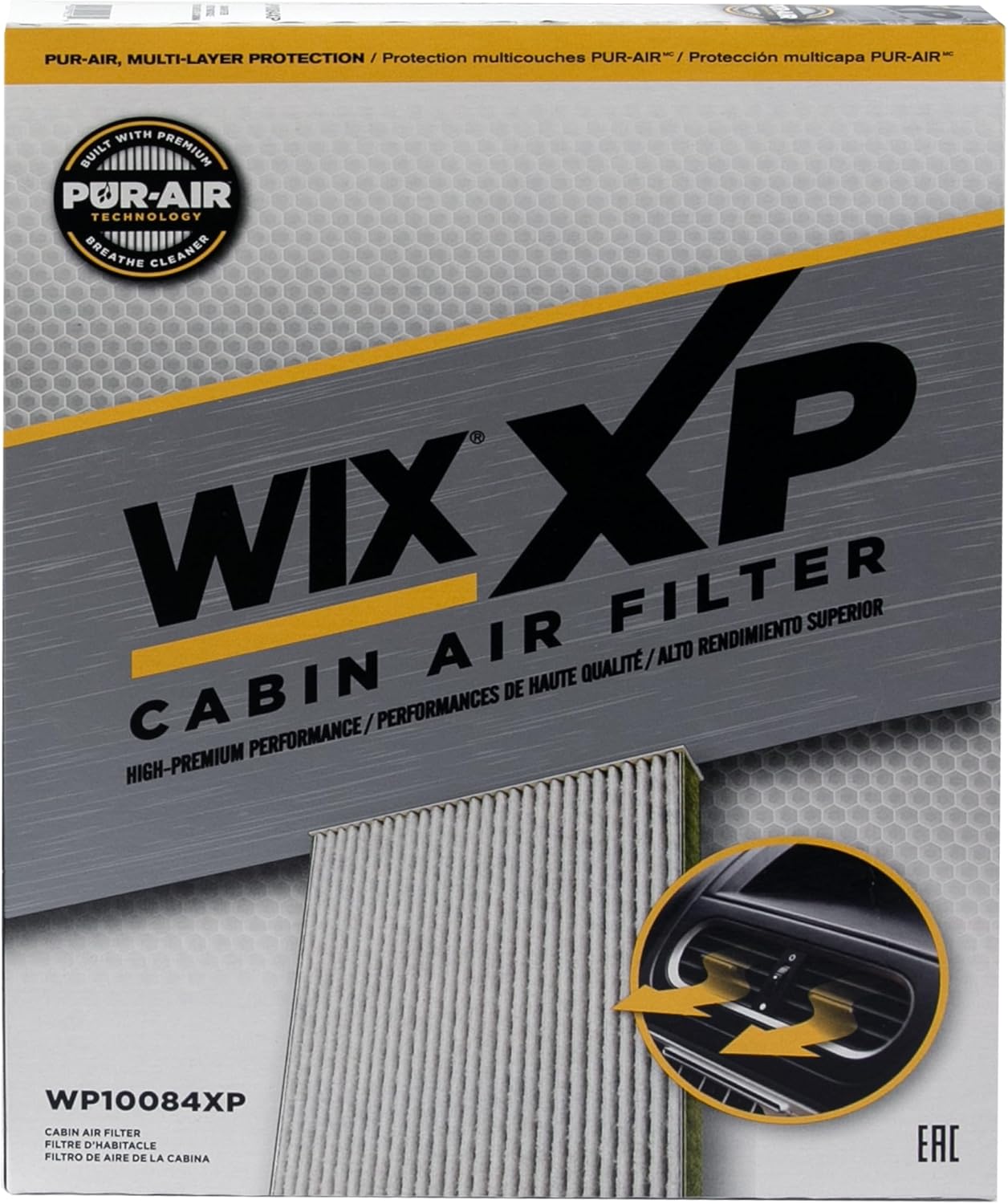 WIX WP10084XP WIX XP Cabin Air Filter Replacement, Triple-Layer Protection with Activated Carbon & Advanced Airflow Media Compatible With Ford Fusion, Lincoln MKZ (13-19)