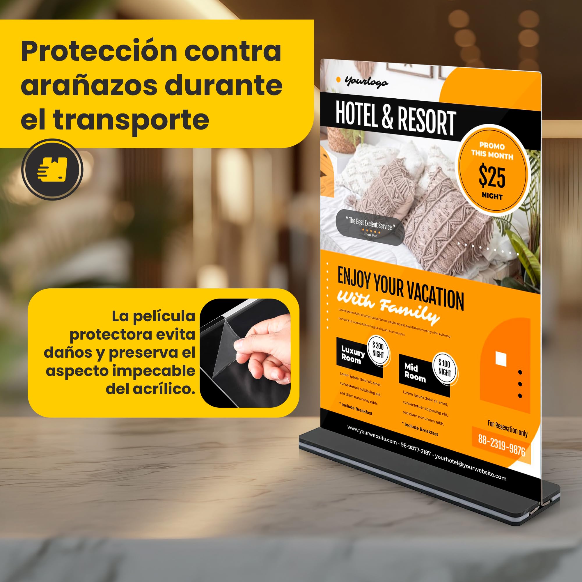 GOYAPRINT Expositor Metacrilato A4 para Menús y Publicidad - Soporte de Sobremesa Transparente para Carteles y Folletos - Porta Menús para Restaurantes, Oficinas, Hoteles y Eventos (5, A5)