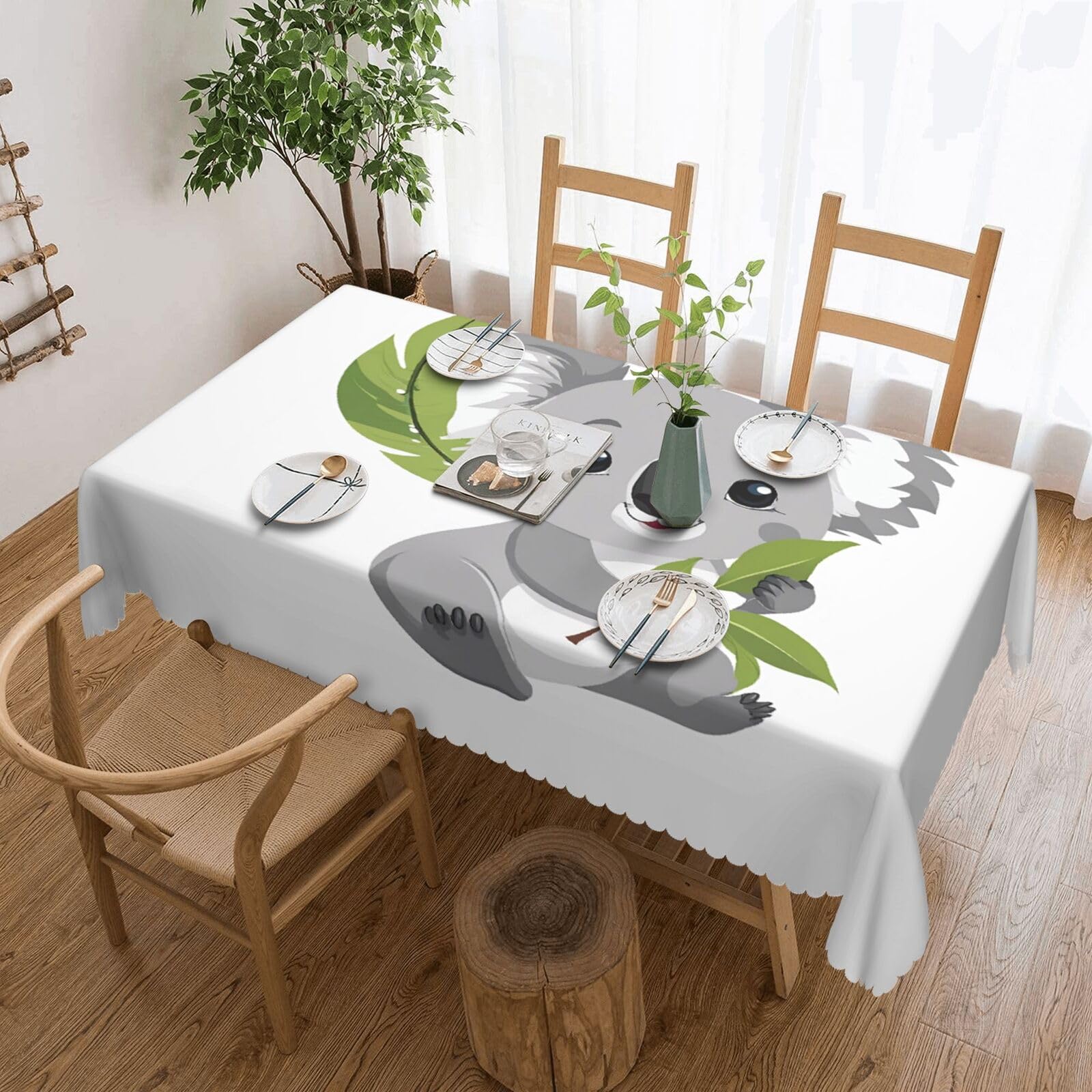 Nappe rectangulaire imperméable koala infroissable pour fête et événement