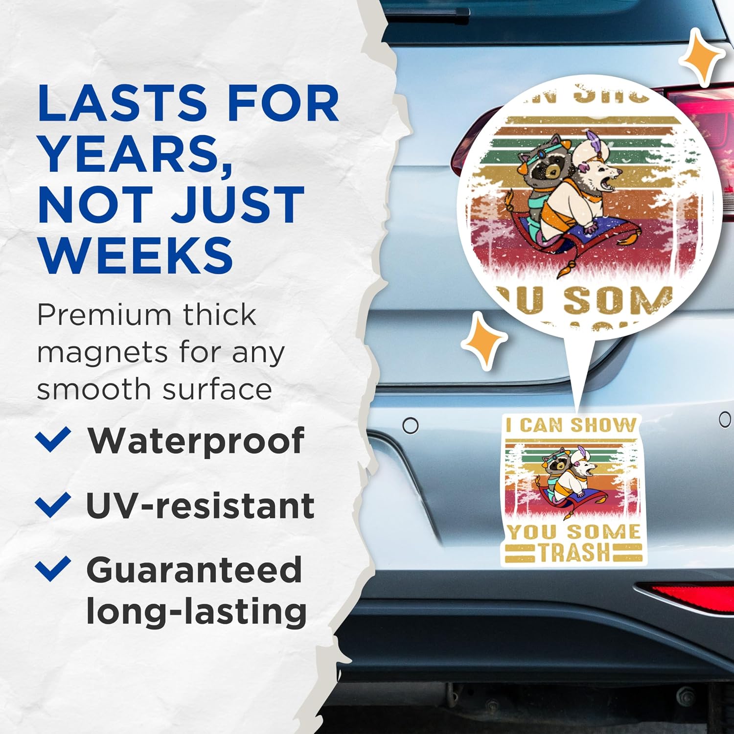 (2 Pack) I Can Show You Some Trash Meme Magnets - Funny Possum and Raccoon - Funny Trash - 5" On Longest Side - Premium Magnet - for Cars, Refrigerators, Toolboxes, Lockers - Made in USA - MAG1641 image 4