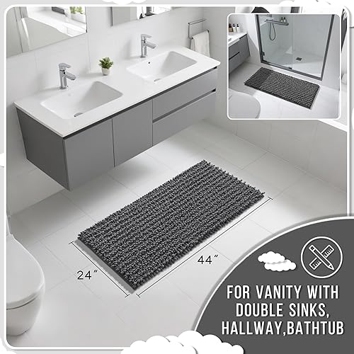 Miniatura 810 de Yimobra - Tapete de baño largo de felpilla, grande de 55.1 x 24 pulgadas, microfibra gruesa, absorbente, extrasuave, antideslizante, peludo, lavable