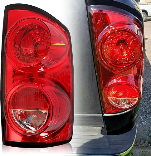 Vista 12 de ECOTRIC Luz Trasera Compatible con 2007-2009 Dodge Ram 1500 2500 3500 para Camioneta, Luz de Señal de Repuesto Par, Rojo Ahumado Izquierda+Derecha 2