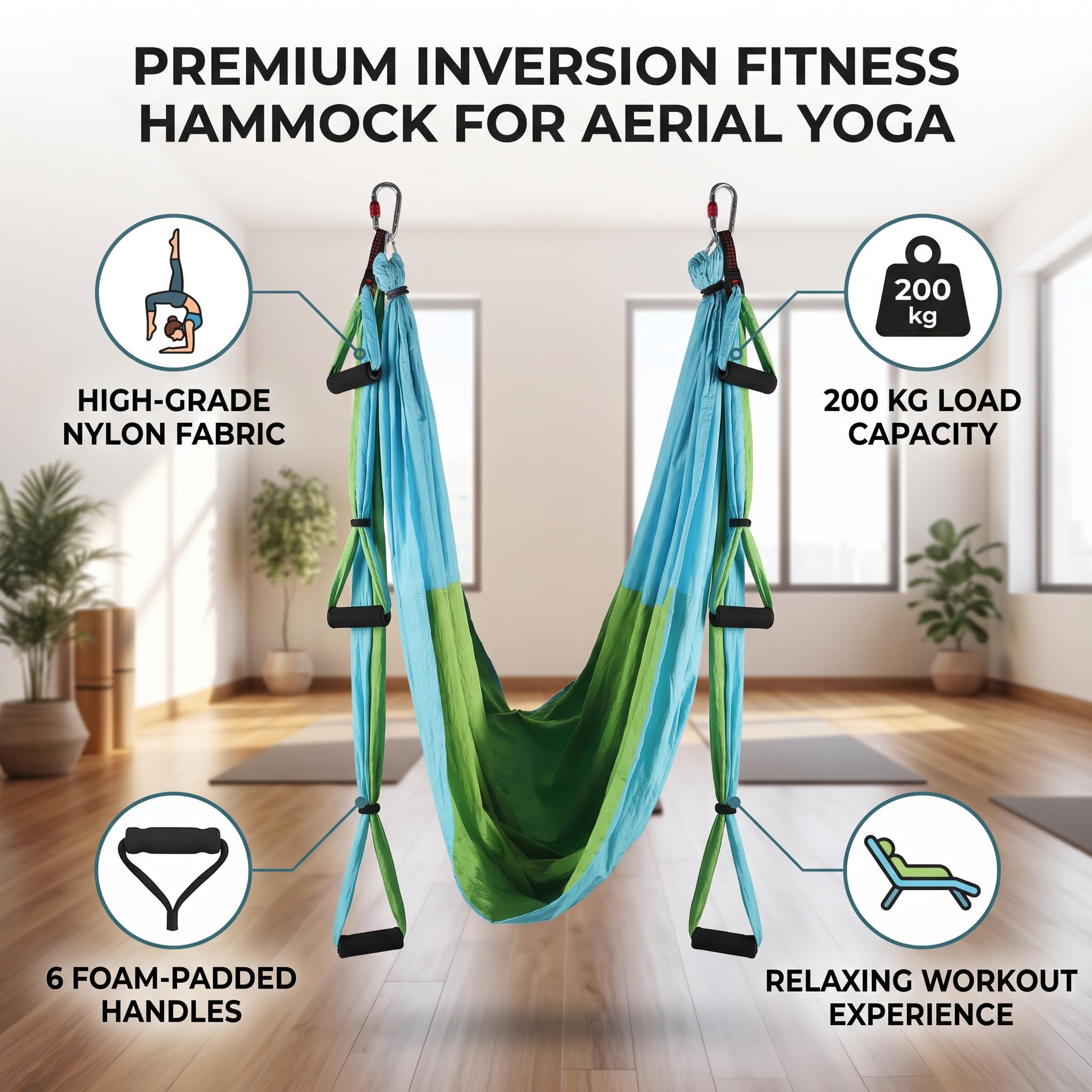 Ausla Aerial Yoga Hammock, Fabrics Material, Aerial Yoga SlingYoga Hammock Swing Chair and Yoga Hammock, Yoga Swing