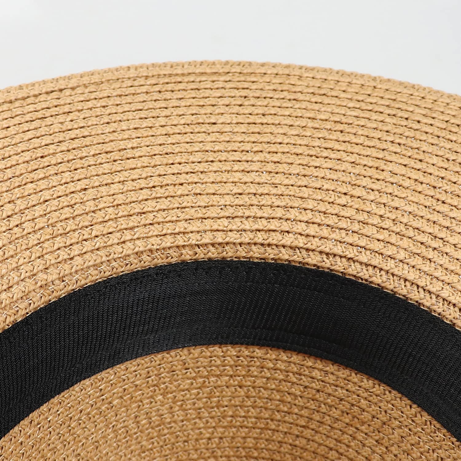 DRESHOW Femme Homme Chapeau de Paille Panama Chapeau Été Large Bord Chapeau de Soleil Anti-UV pour Plage Voyage Chapeau de Soleil