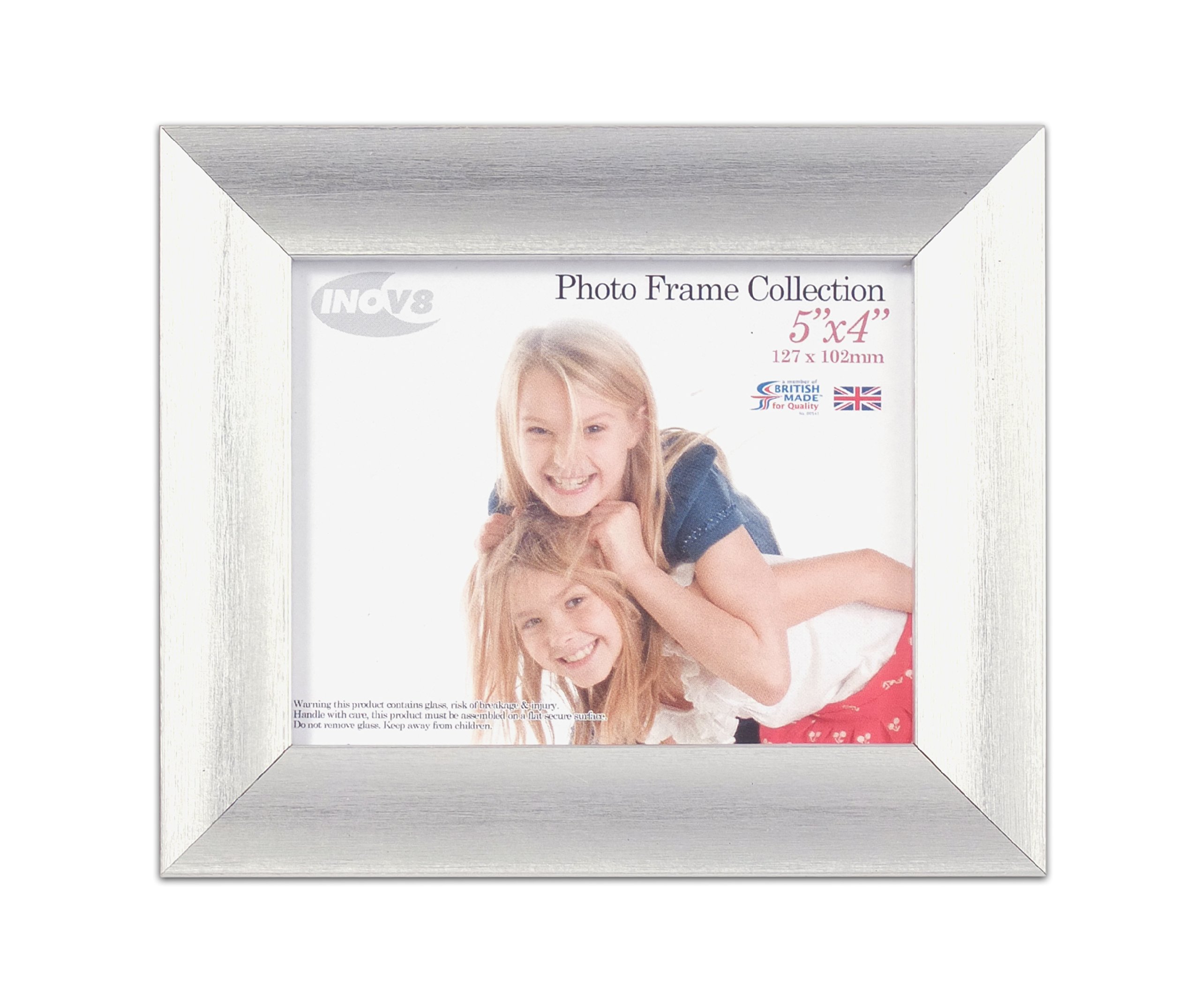 Inov8 British Made Traditional Picture/Photo Frame, 5x4-inch, Scoop Silver