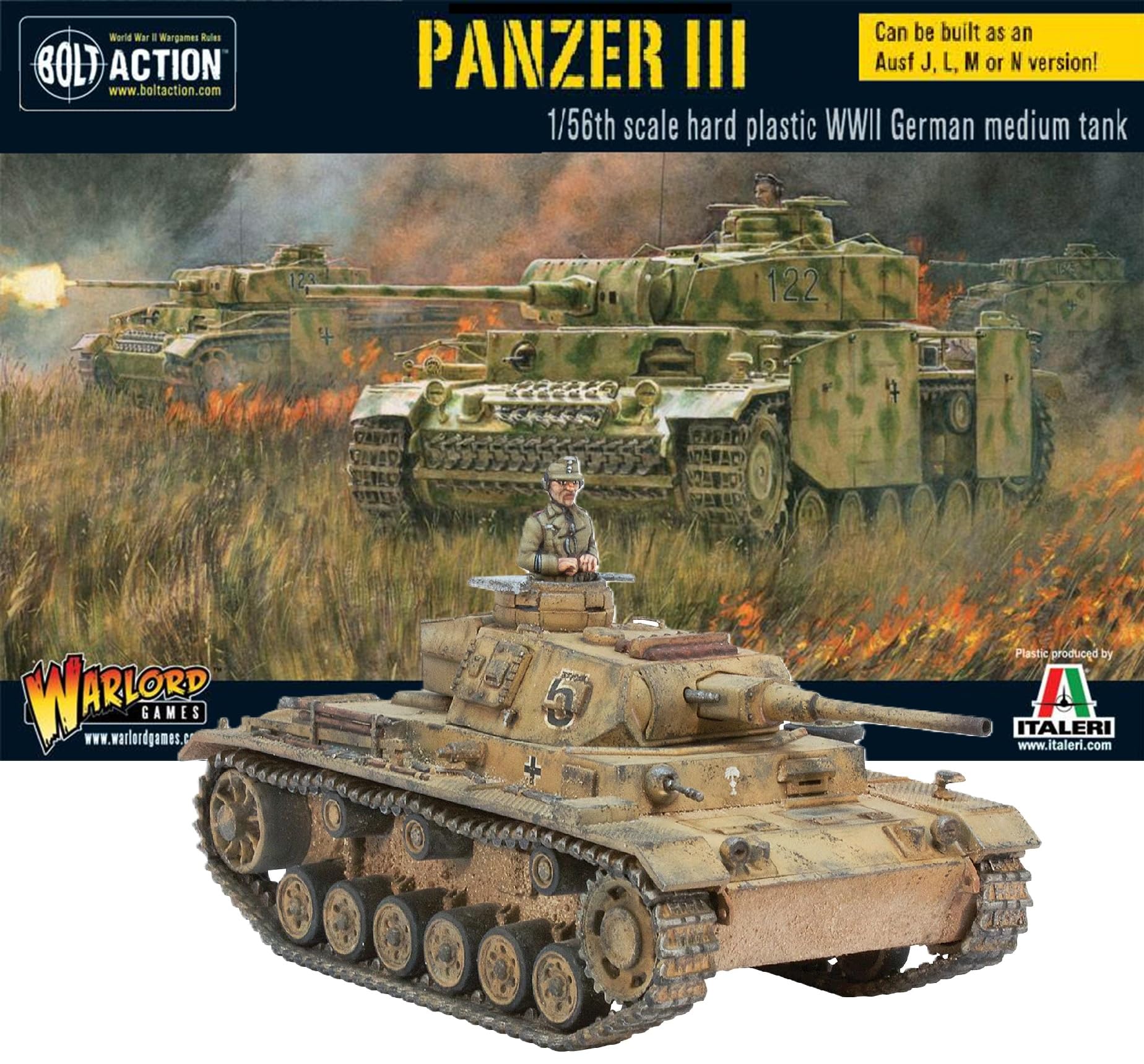 Warlord Games German Army Panzer III Medium Tank - 1:56 / 28mm Plastic Scale Model Tank for Bolt Action Highly Detailed World War 2 Miniatures
