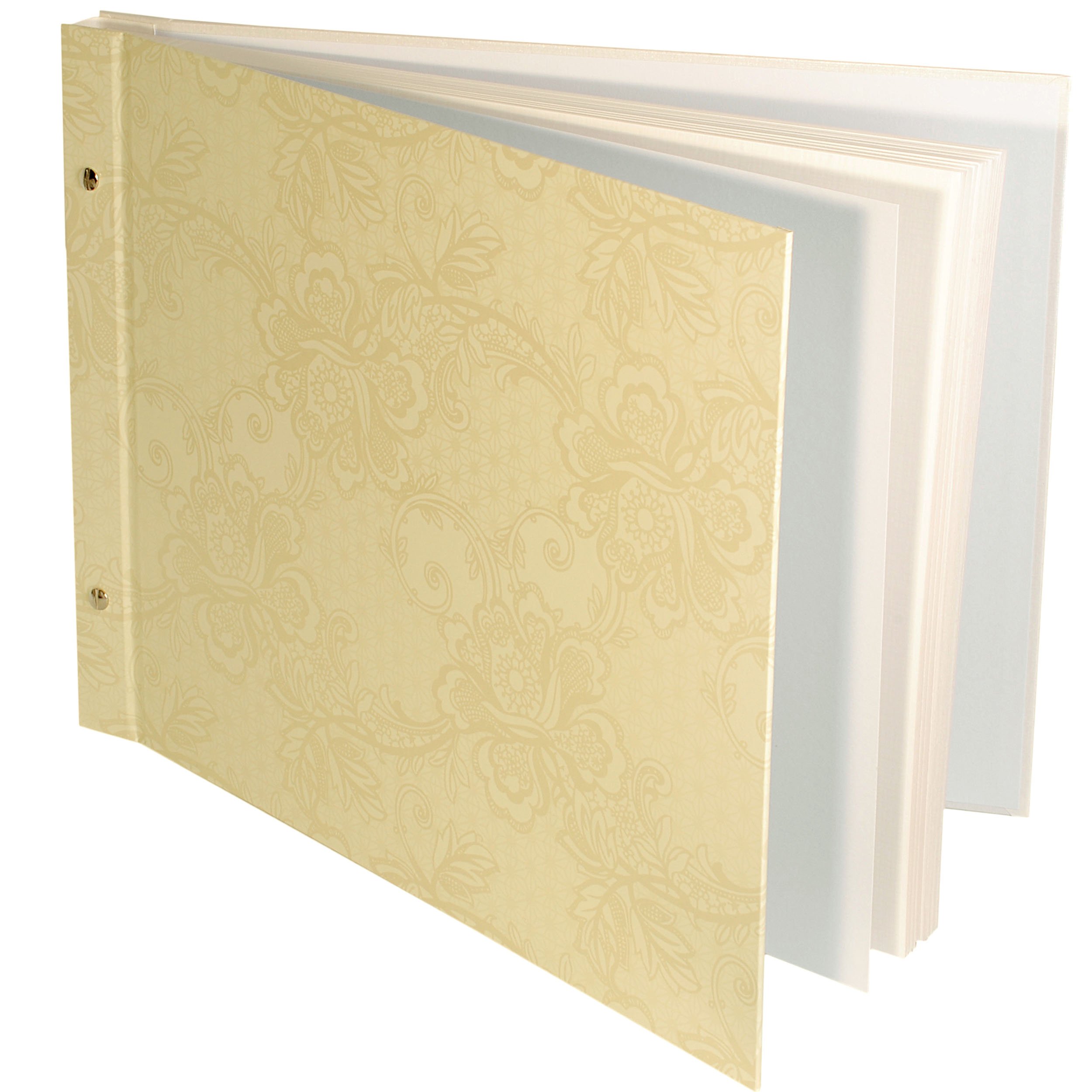 alles-meine.de GmbH XL Fotoalbum/Gästebuch - erweiterbar - Schraubalbum - Blumen & Blütenranken - Creme - edler Glanz - inkl. Name - 40 Seiten - Gebunden zum Einkleben & Ei..
