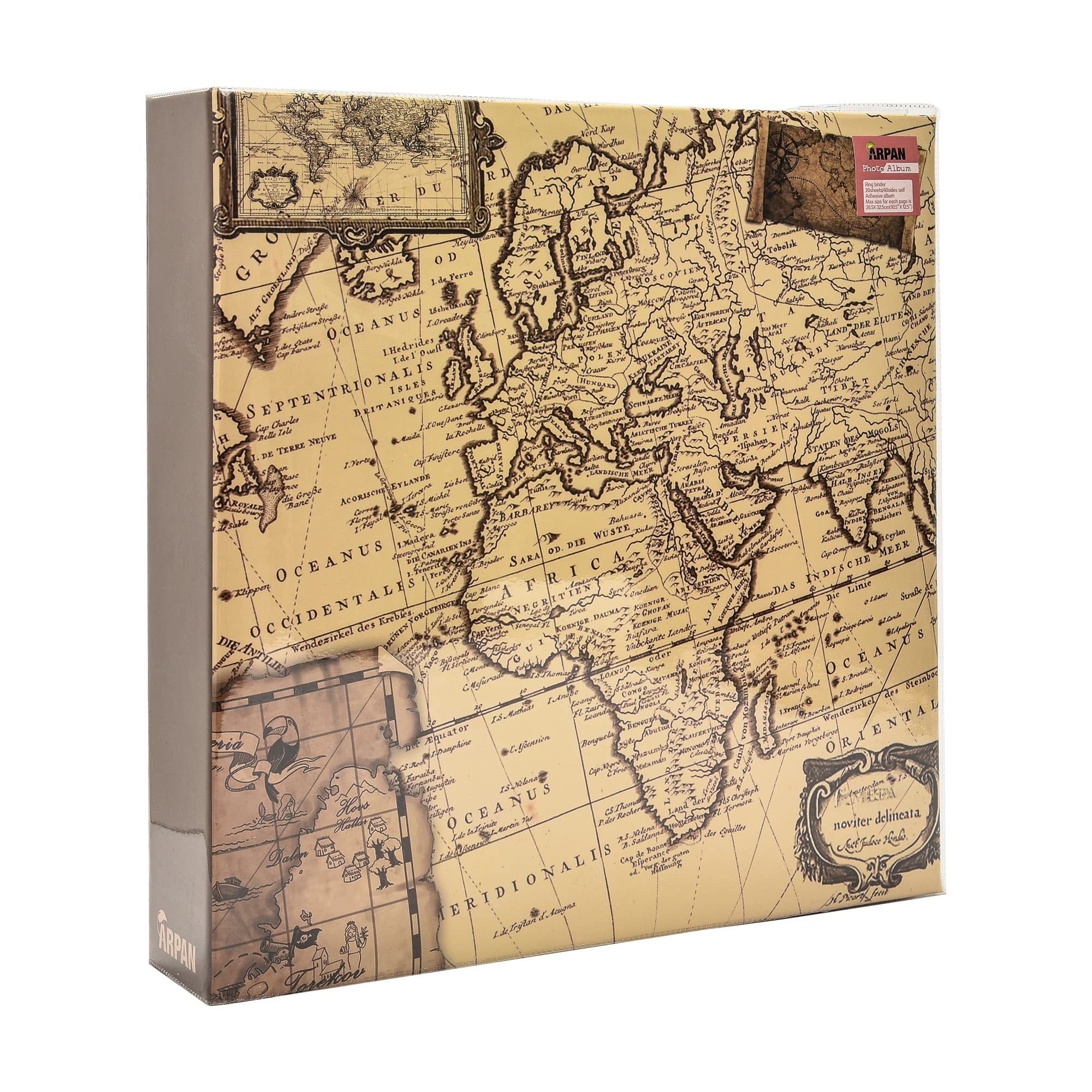 Arpan Extra-Large 3-Ring Binder Self Adhesive Photo Album 20/Sheets 40/Sides (Old Map) โ image 1