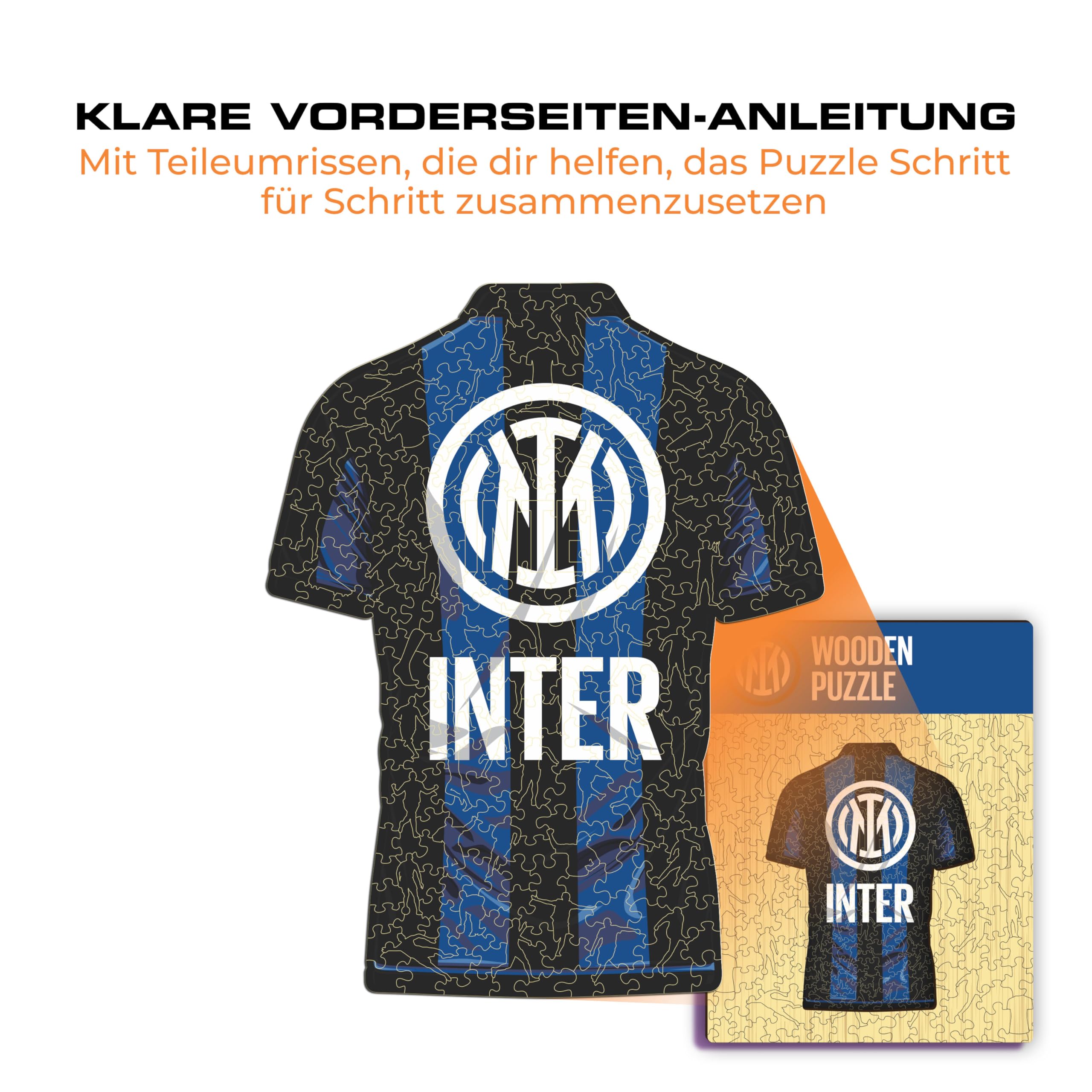 Iconic Puzzles, Inter Jersey, offizielles Produkt, Holzpuzzle für Erwachsene und Kinder, 100% nachhaltiges Holz, Größe M, 270 Stück