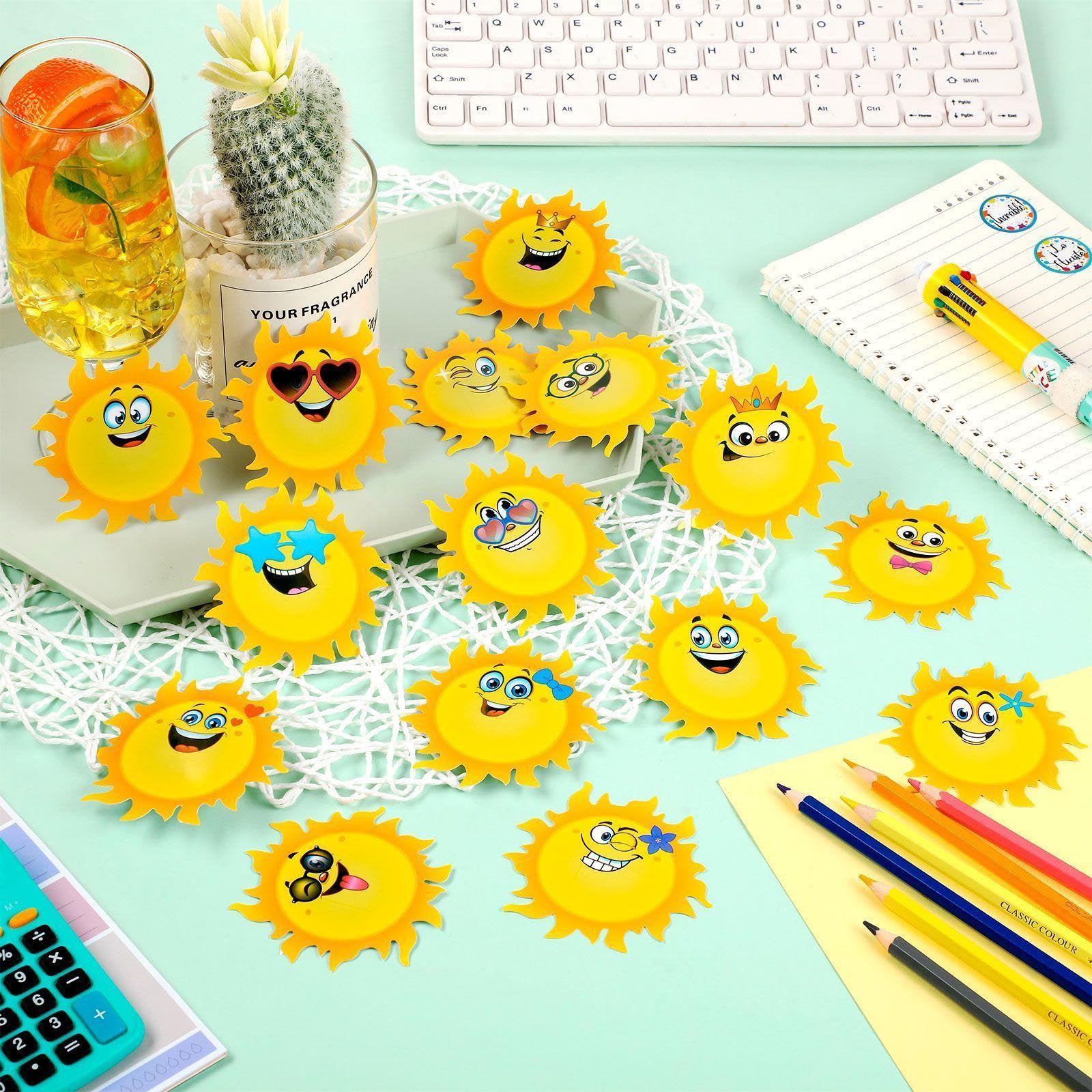 Sun Bulletin Board 78 Pieces Cutouts Set Colorful Sunglasses Sun ...