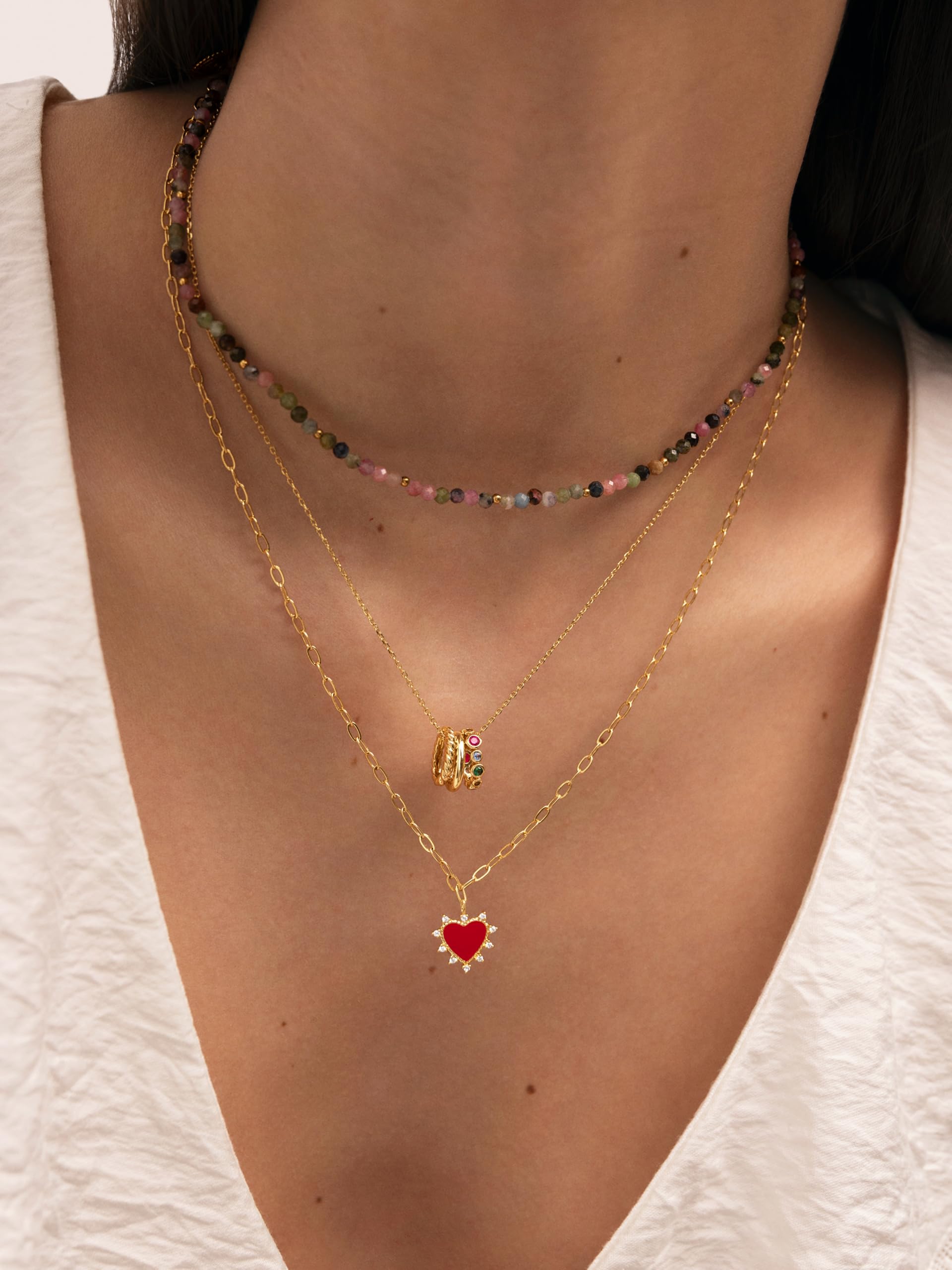 SINGULARU Collana da donna Altea Dots Tourmaline Syra Acciao Placcato Oro