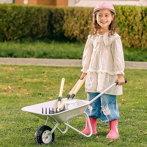 Miniatura 2 de ROBOTIME Carretilla para niños con juego de jardinería  Carretilla de metal para niños pequeños juguete de juego al aire libre con herramientas de