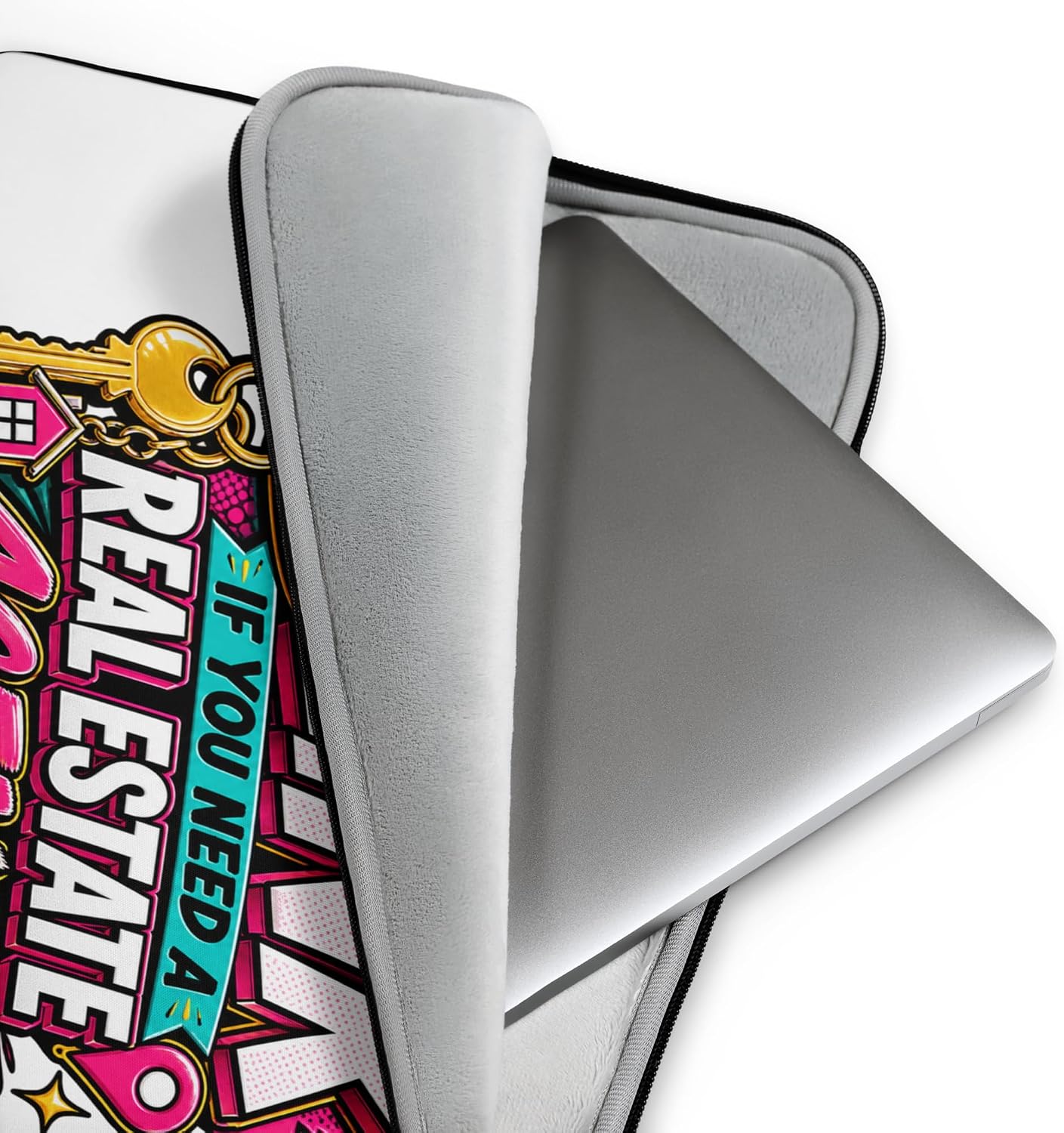 Funny Blink If You Need A Real Estate Agent Graphic Laptop Sleeve image 2