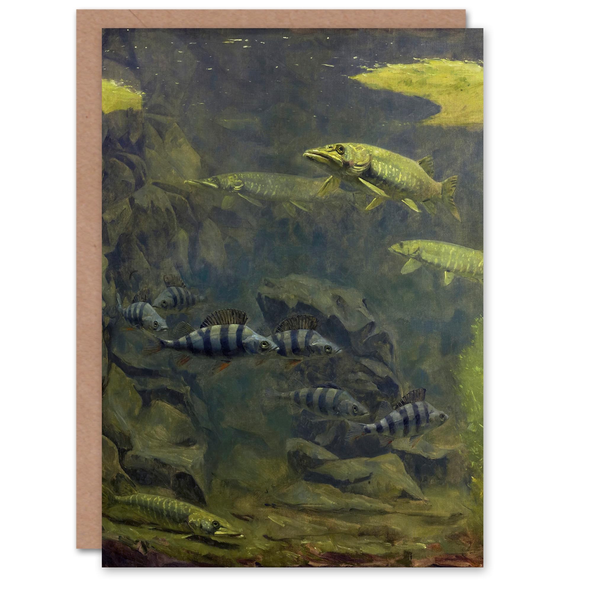Artery8 Gerrit Willem Dijsselhof Art Card Pike and Perch in Aquarium