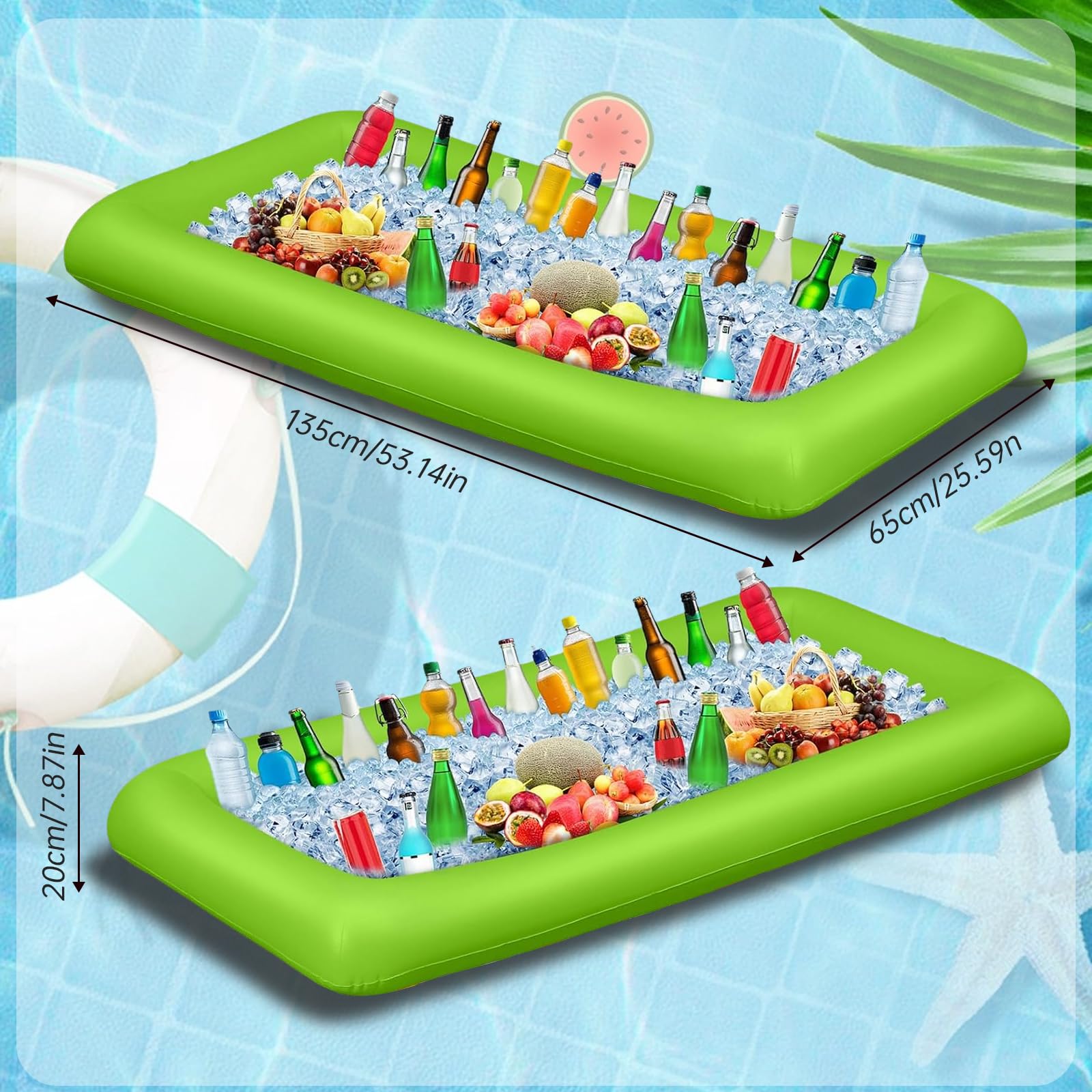 Bac à glaçons pour buffet avec bouchon de vidange, glacière gonflable pour aliments de fête, 132,1 x 61 x 12,7 cm (noir) - Achat / Vente bac - sac a glacons Bac