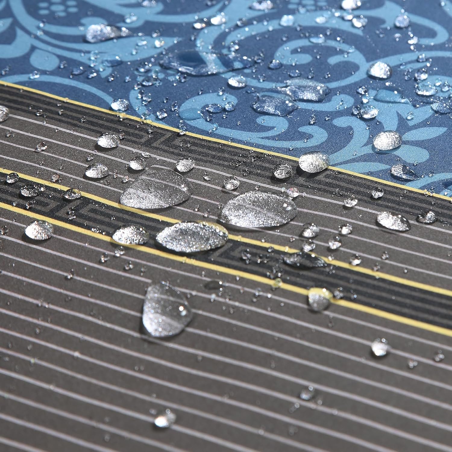 90 Inch Fabric Shower Curtain, Extra Long Brown and Blue Print Waterproof Shower Curtains for Bathroom, 72" W x 90" H