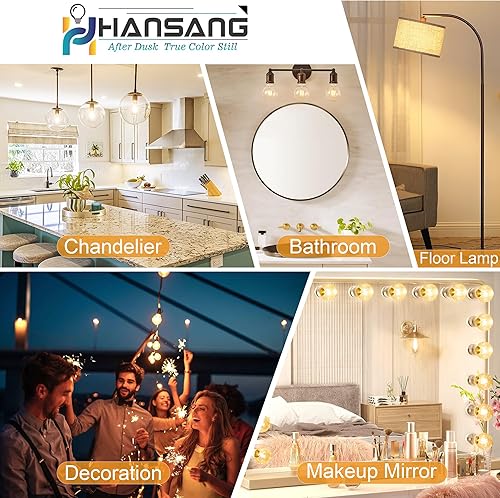 Miniatura 7 de hansang Paquete de 8 bombillas LED Edison G25, 3000 K blanco suave, bombillas redondas con base E26 para tocador de baño, equivalente a