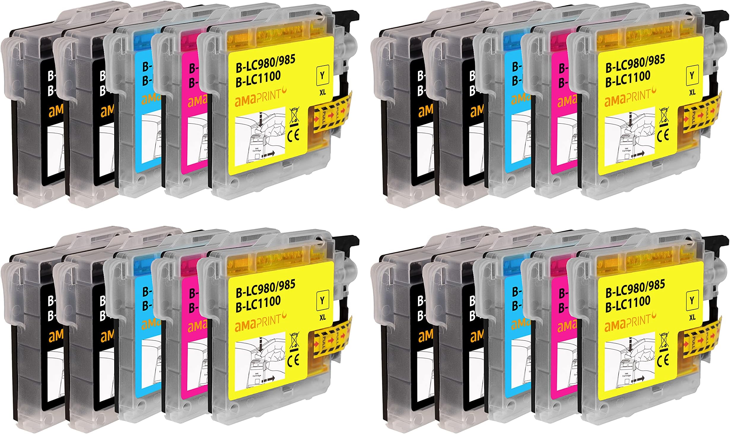 Amaprint 20 XL cartridges compatible with Brother LC1100 LC-1100 for DCP-145c DCP-195c DCP-165c MFC-250c MFC-490cw MFC-5490cn MFC-5890cn MFC-6490cw MFC-255cw MFC-290c MFC-295cn MFC-297c