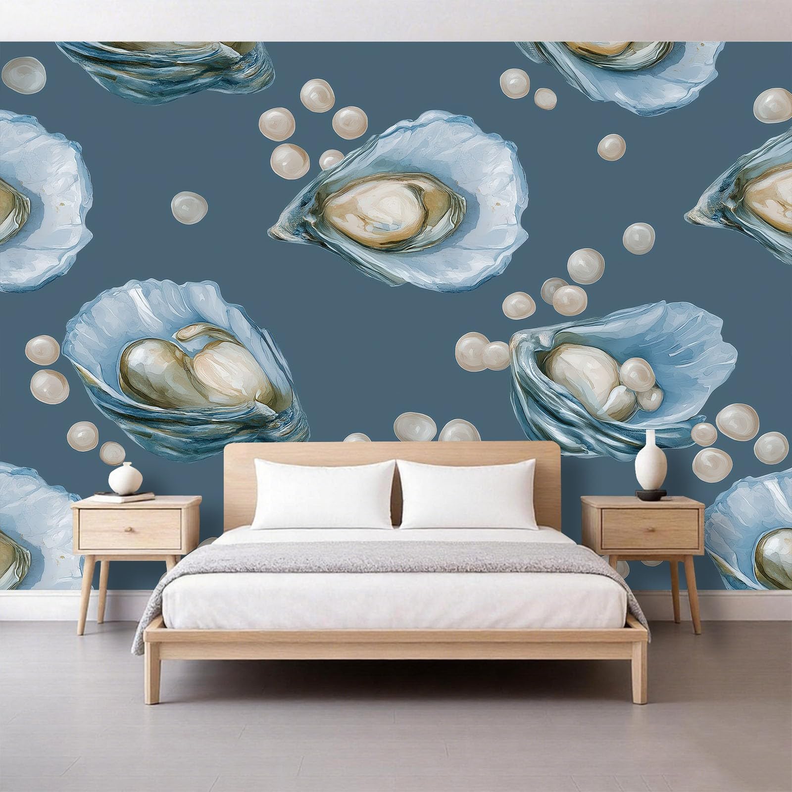 Carta da parati fotografica 500 x 280 cm con motivo perlato di lusso, decorazione per la casa, decorazione per la casa blu, decorazione artistica di alta qualità per soggiorno, camera dei bambini