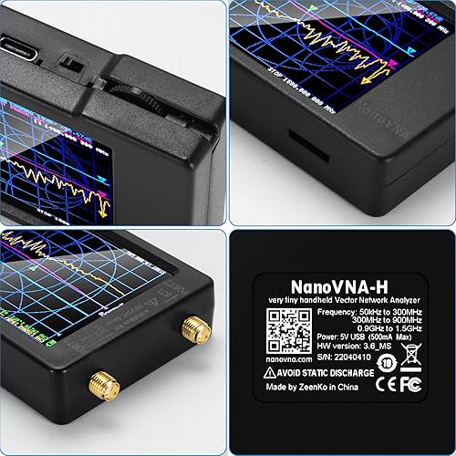 Miniatura 5 de [Actualizado] Analizador de red vectorial AURSINC NanoVNA-H 10KHz -1.5GHz Último analizador de antena HW V3.6 HF VHF UHF, medición de parámetros S,