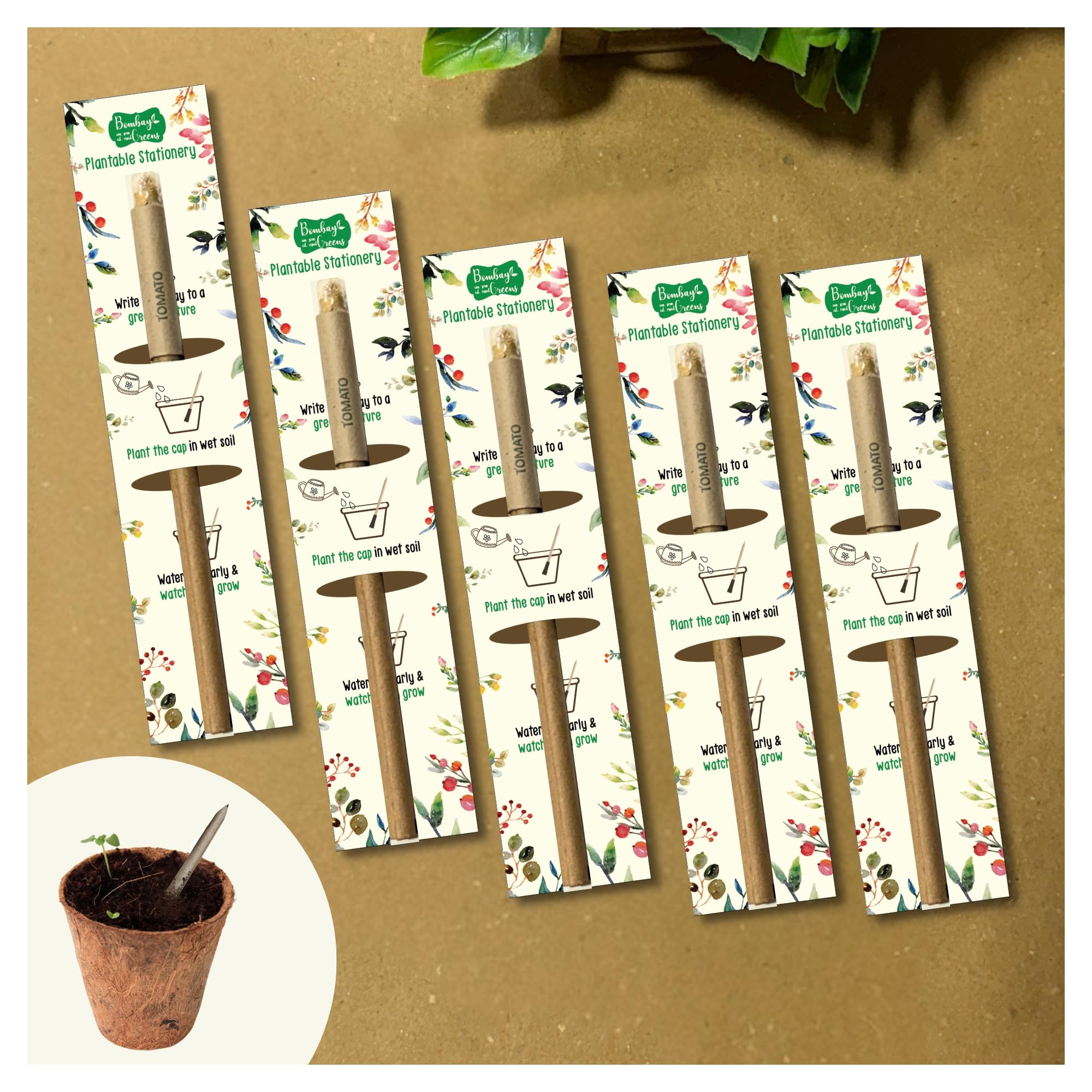 Bombay Greens ; Sow, grow, eat, repeat 40 Plantable Seed Pens With Card Holder – Bio degradable Eco-Friendly Stationery for Corporate Gifting | Sustainable Gifts with Seeds – Pack of 40-image-19