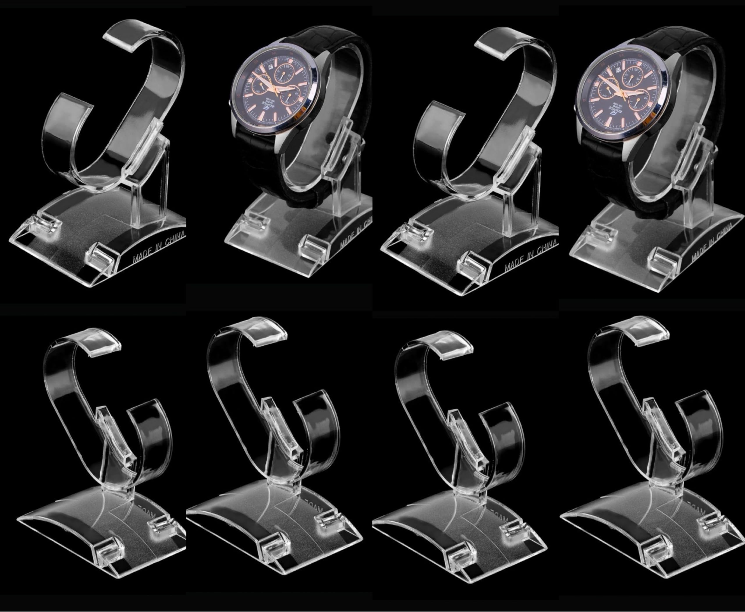 B&NN 8 Pack Clear Plastic Watch Display Stand (man watch Stand)