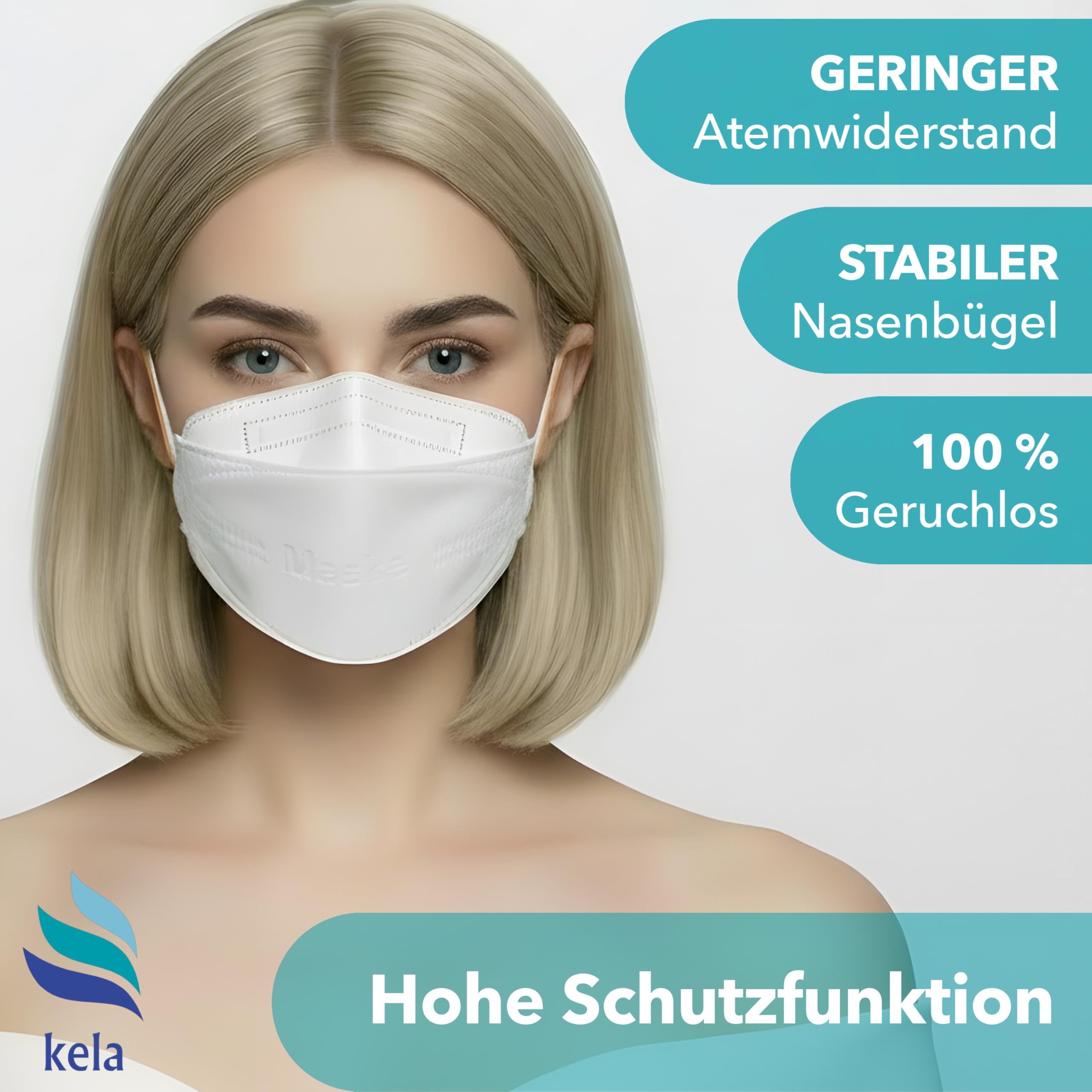 20x FFP2 Atemschutzmaske DM LK | 100% Made in Germany | Schutzmaske Fischform Deutschland | CE zertifiziert OEKO TEX | Klimaneutraler Mundschutz Staubschutz | VIRU-fil Nachfolgemodell