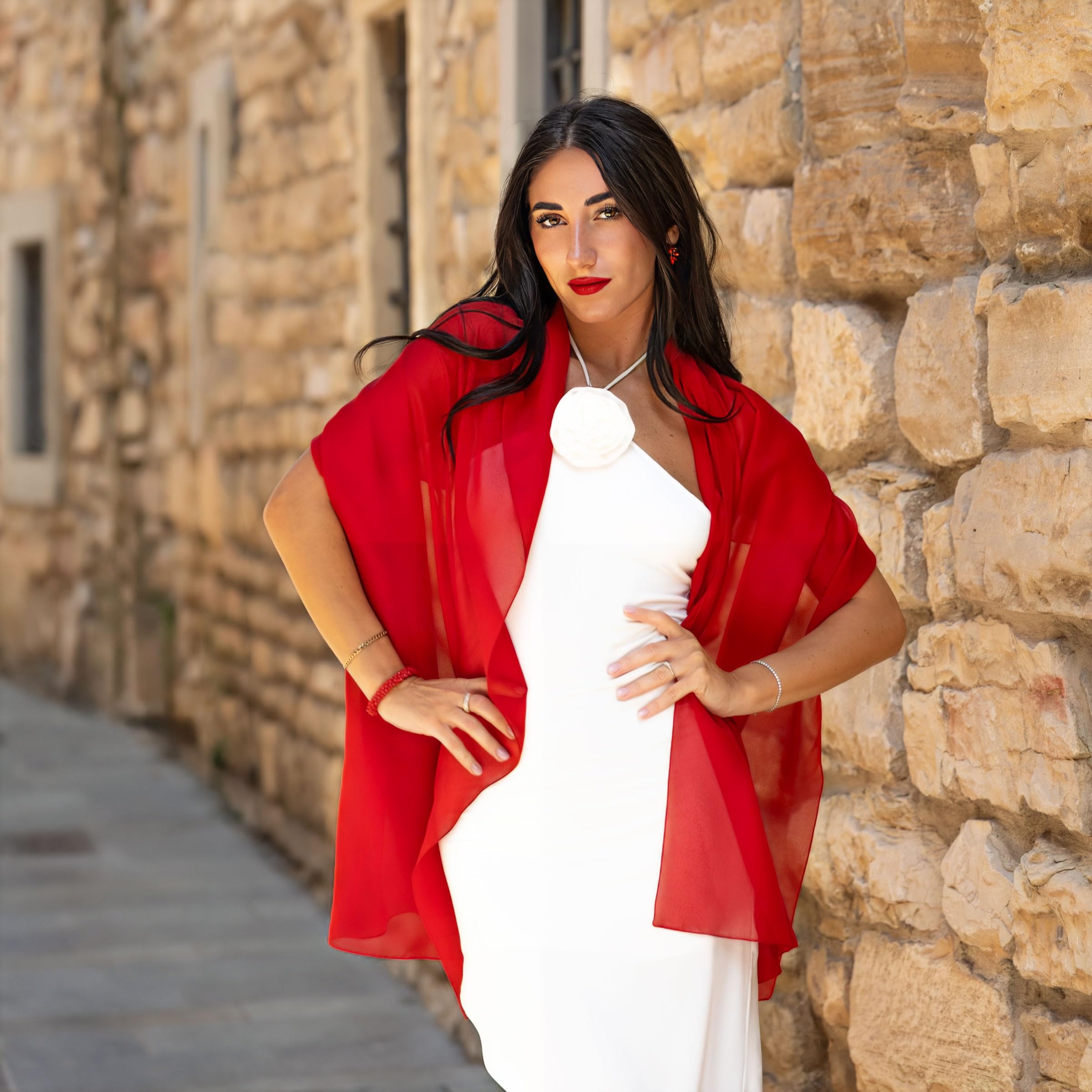 Etole femme chic mariage Made in Italy, echarpes et foulards femme pour robes de mariage, foulard 200x80, chale elegant d'été, pashmina femme