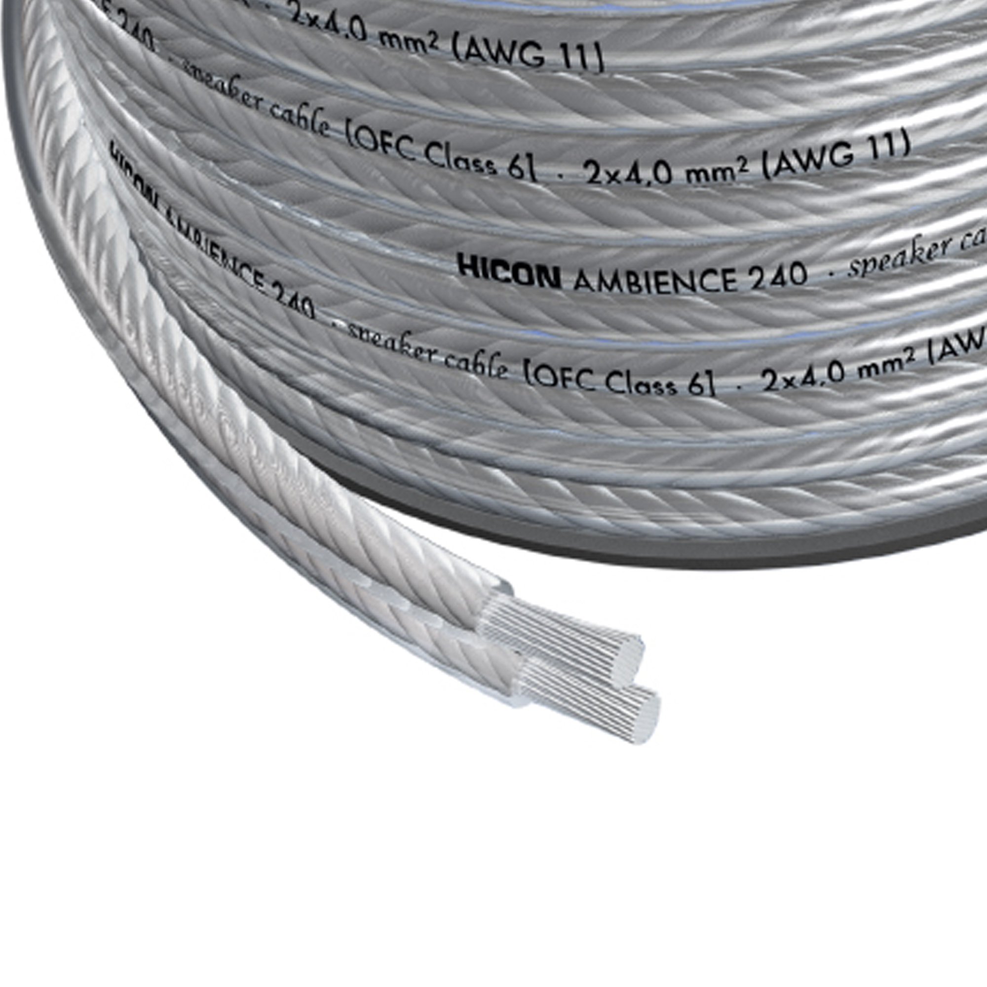 Hicon Lautsprecherkabel Ambience 2 x 4 mm² Transparent HIA-240-1000 10 m