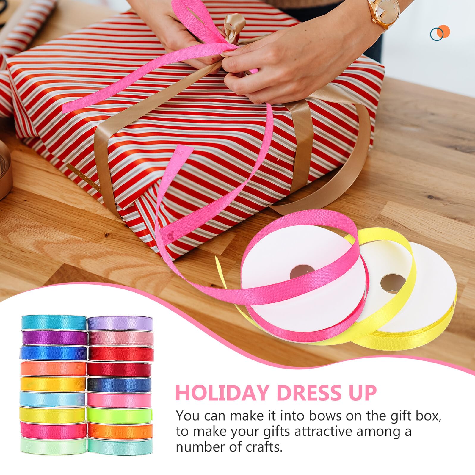 18 Rollen Teiliges Polyester Satin Geschenkband Bunte Dekorationsbänder zum Basteln für Festival Geschenkverpackung Hochzeits und Partydekoration