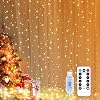 Yizhet Light curtain, 3 x 3 m, LED light chain, curtain, 8 modes, IP65 waterproof, for indoor and outdoor decoration, wedding, party, Christmas, terrace 300 LEDs, warm white [Energy Grade G]