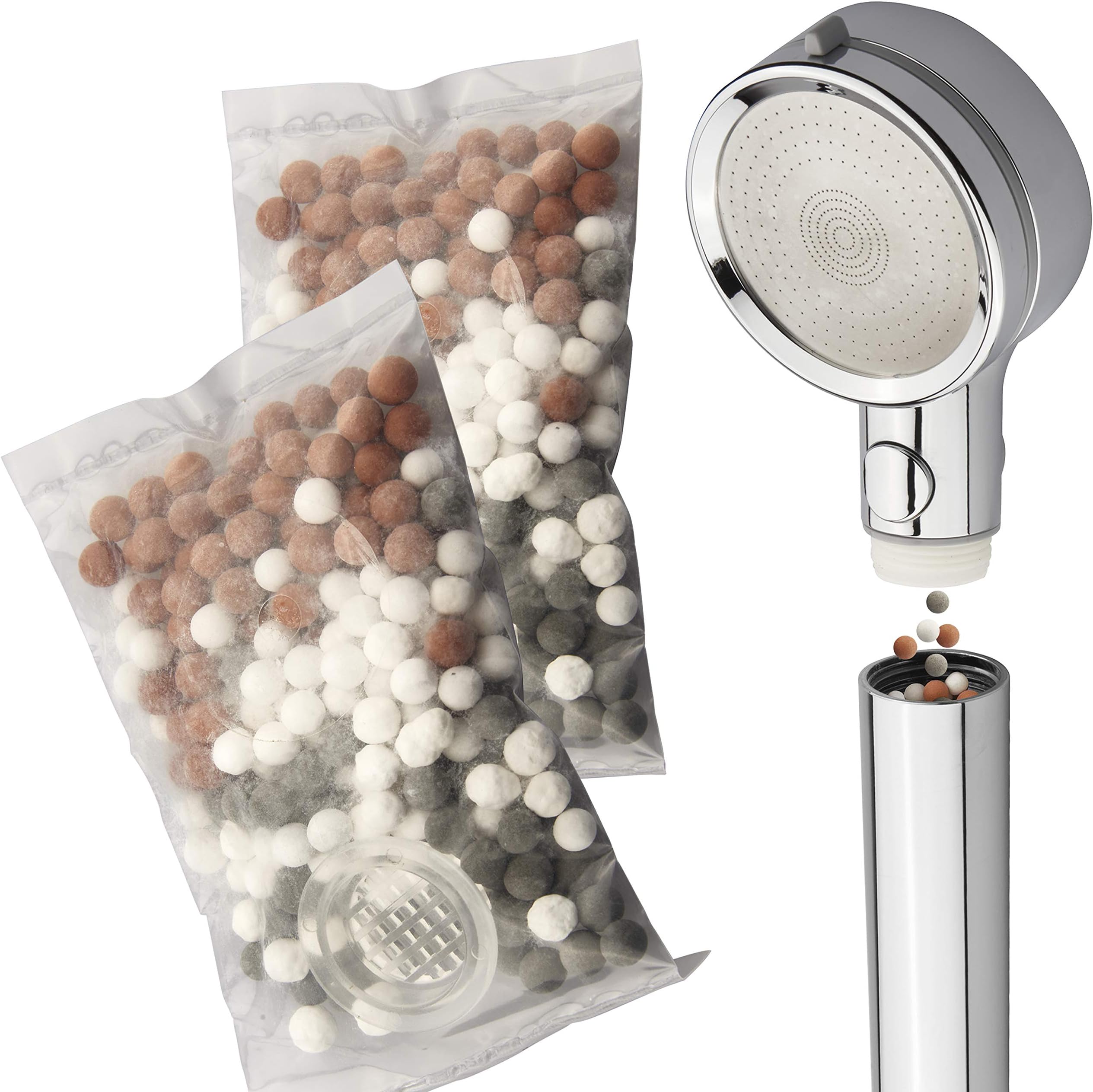 Dream SpaLaserJet 2-piece Mixed Mineral Stones Replacement Set - Use with Any LaserJet Handheld Shower Head or Combo - America's Most Cost Efficient Shower Water Filtration System - Trusted US Brand
