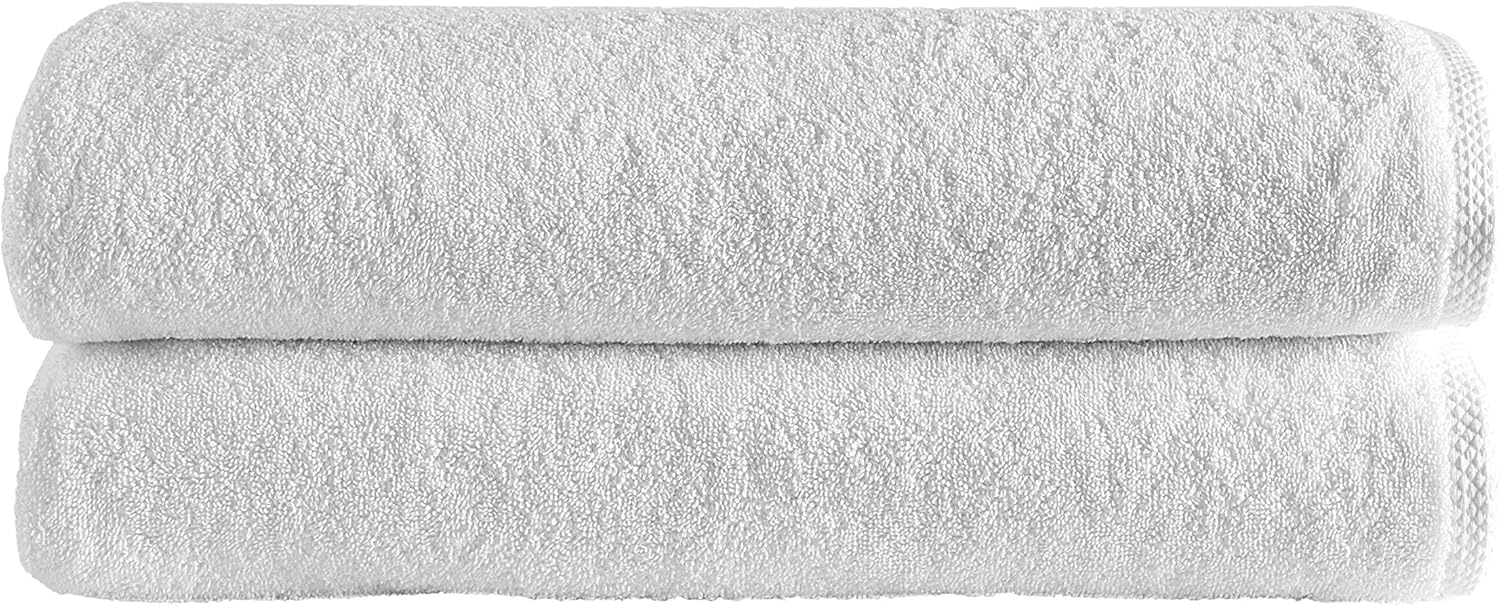 Classic Turkish Towels CTT - Premium 2 Piece Jumbo Bath Sheets, 100% Turkish Cotton, Absorbent & Ultra Comfy Bath Towel Sheets for Hotels & Spa | 40"x65" (White) - Thumbnail 4