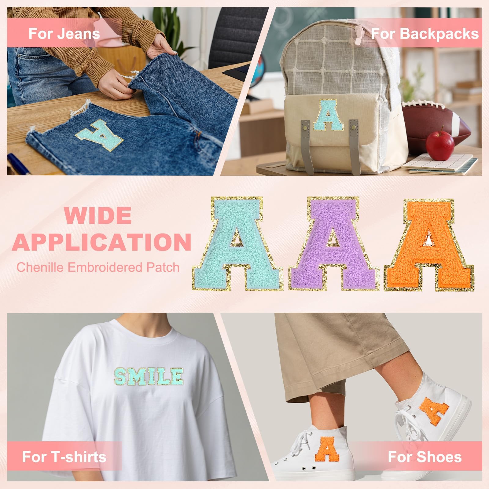 PATIKIL Bügelbuchstaben 78 Stück - Schwarze Stickbuchstaben 2 Zoll | Zum Aufnähen Oder Aufbügeln