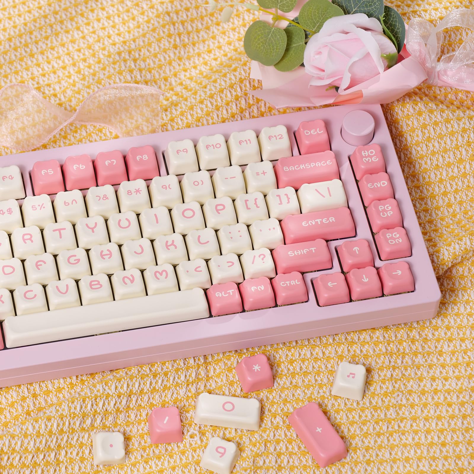 AKKO MOD007V1 メカニカルキーボード　PBTキーキャップセット付き Amazon.co.jp: Akko PBT キーキャップセット ピンクベア OEM