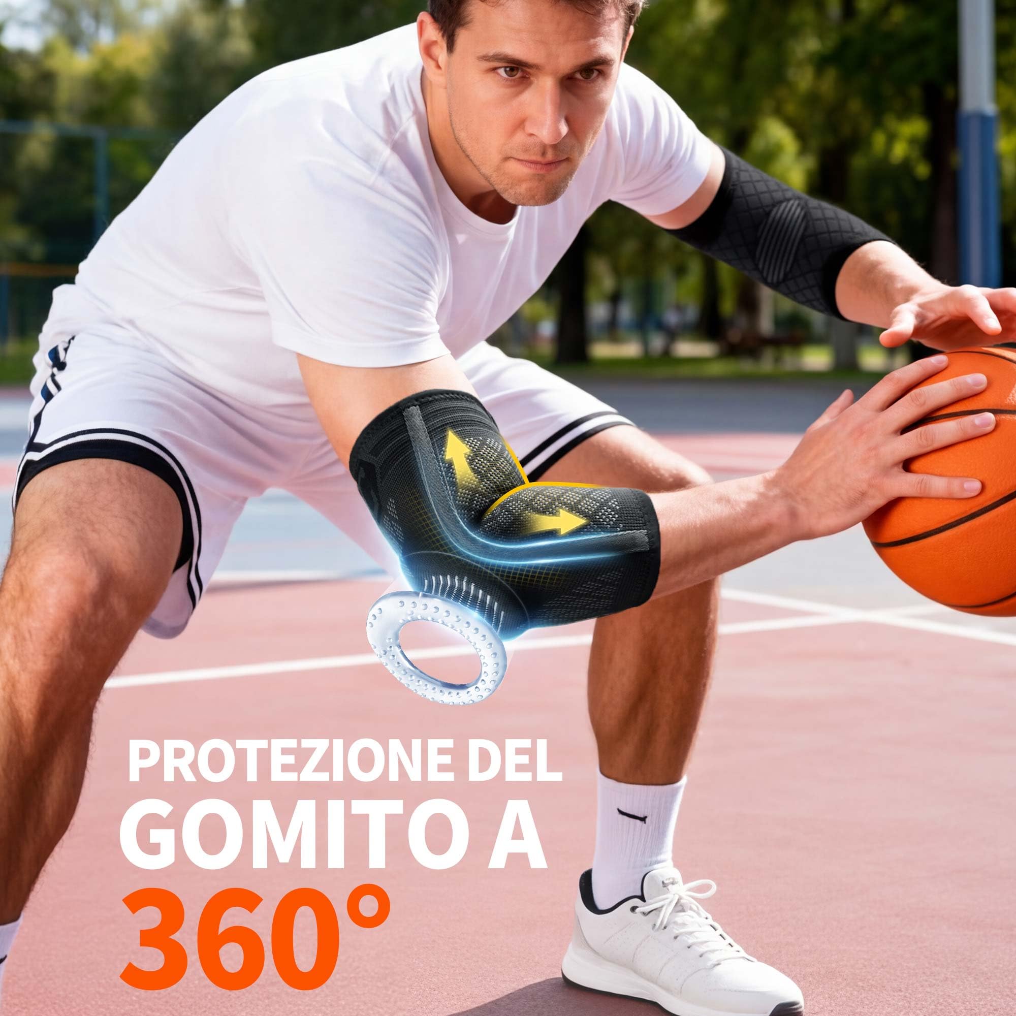 CAMBIVO 2x Tutore Epicondilite Gomito con Cuscinetto in Gel e Doppio Stabilizzatore, Gomitiera per Epicondilite Compressione, Gomitiere Palestra per Gomito del Tennista, Tendinite