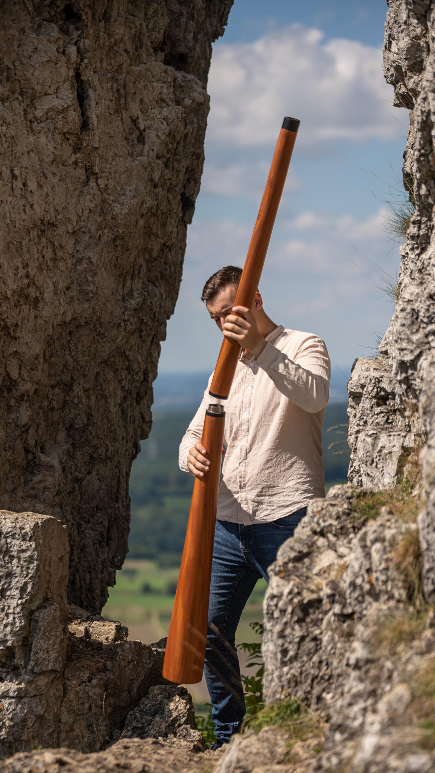 Sonic Energy Sliced Pro Didgeridoo Reise Instrument Schraubmechanismus Stimmung D Mahagoniholz Natur