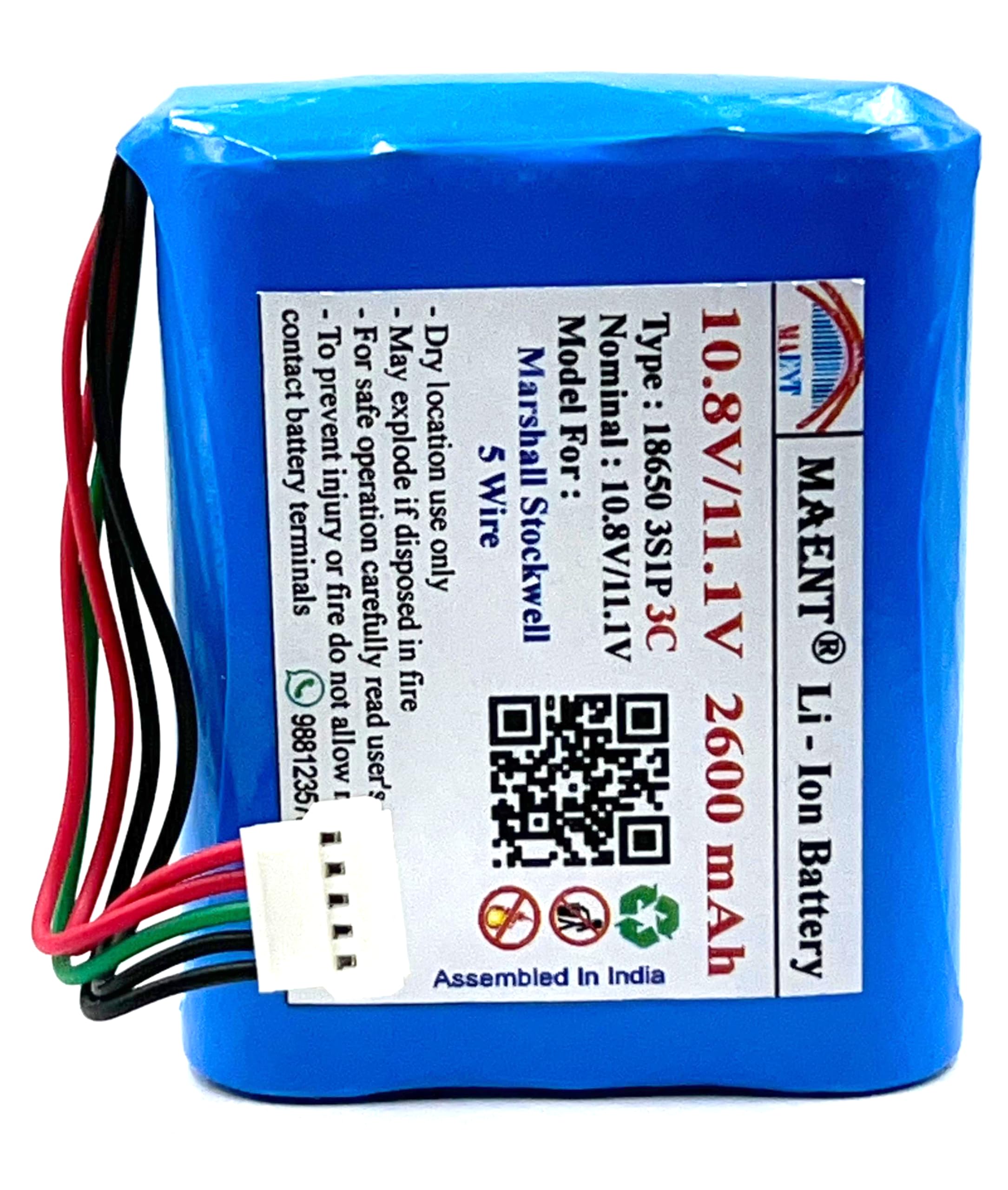 MAENT® 10.8V 11.1V 2600/2900/3200/3400 mah Lithium Ion Bluetooth Speaker Battery Compatible with Marshall Stockwell II 2 2 Gen C406A1 C406A7 CP-MSL04 3INR19/66 (2600 mah)-image-5