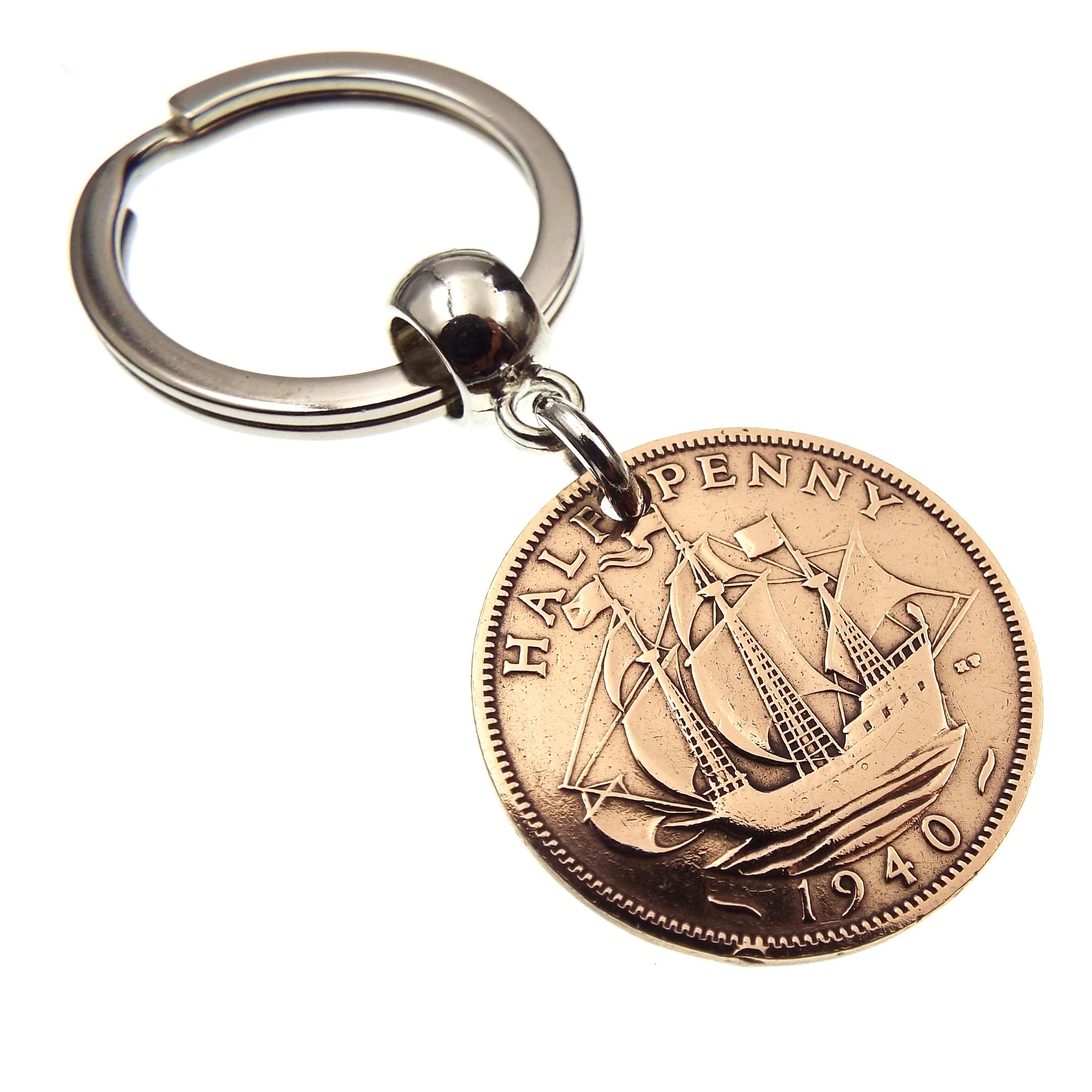 A Silver Dream 1940 British Half Penny Coin Keyring