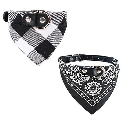 Newtensina 2 Piezas Tartán Pañuelo para Perros Lindo Perrito Pañuelo Ajustable Perrito Collar Bufanda…